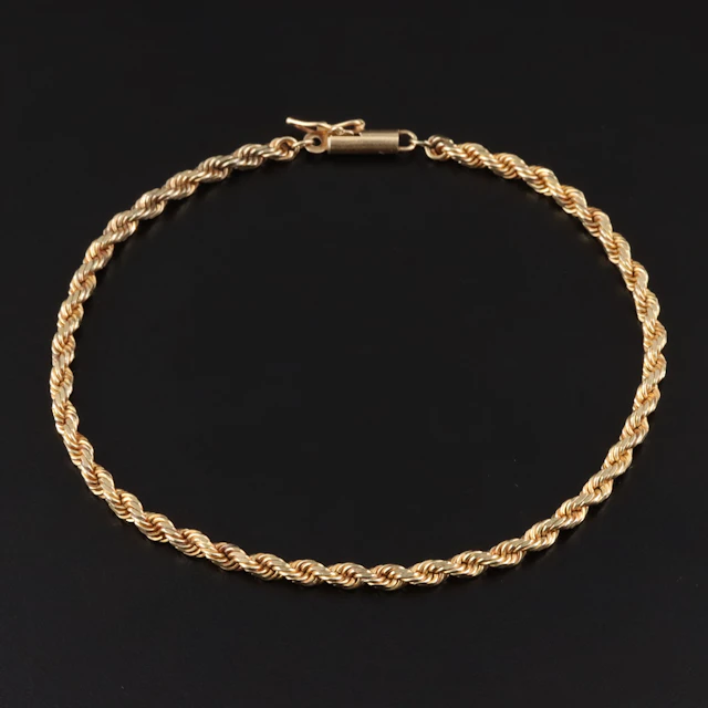 14K Braided Rope Chain Bracelet