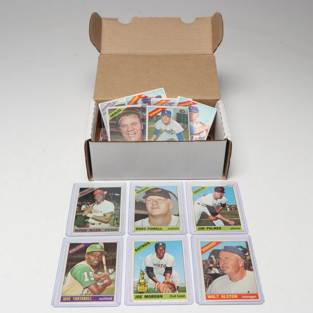 1966 Topps Baseball Cards with Jim Palmer Rookie, Joe Morgan, and Dick Allen