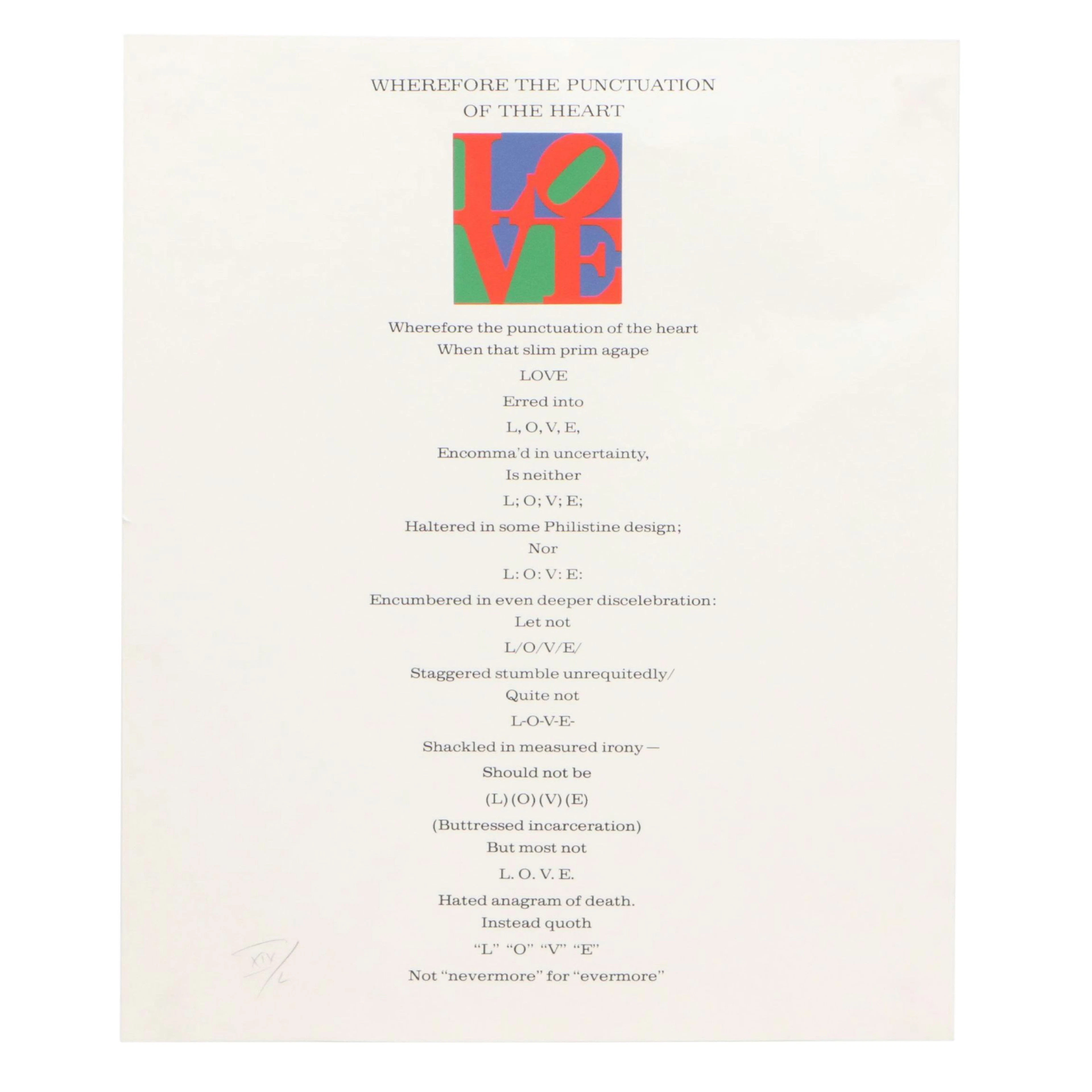 After Robert Indiana Serigraph "Wherefore the Punctuation of the Heart"