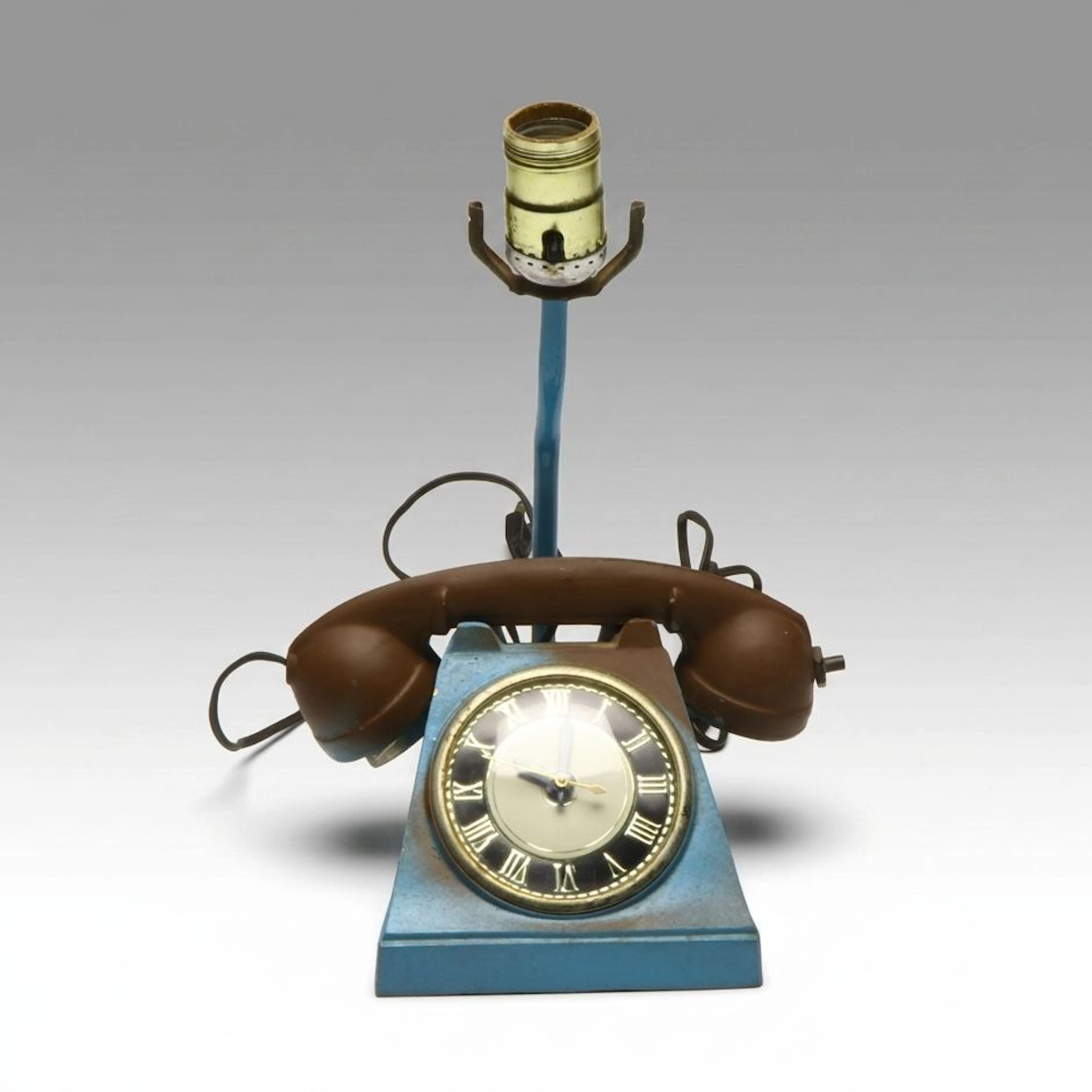 Trea-Boye Co. Rotary Phone Novelty Clock Accent Lamp, Mid-20th Century