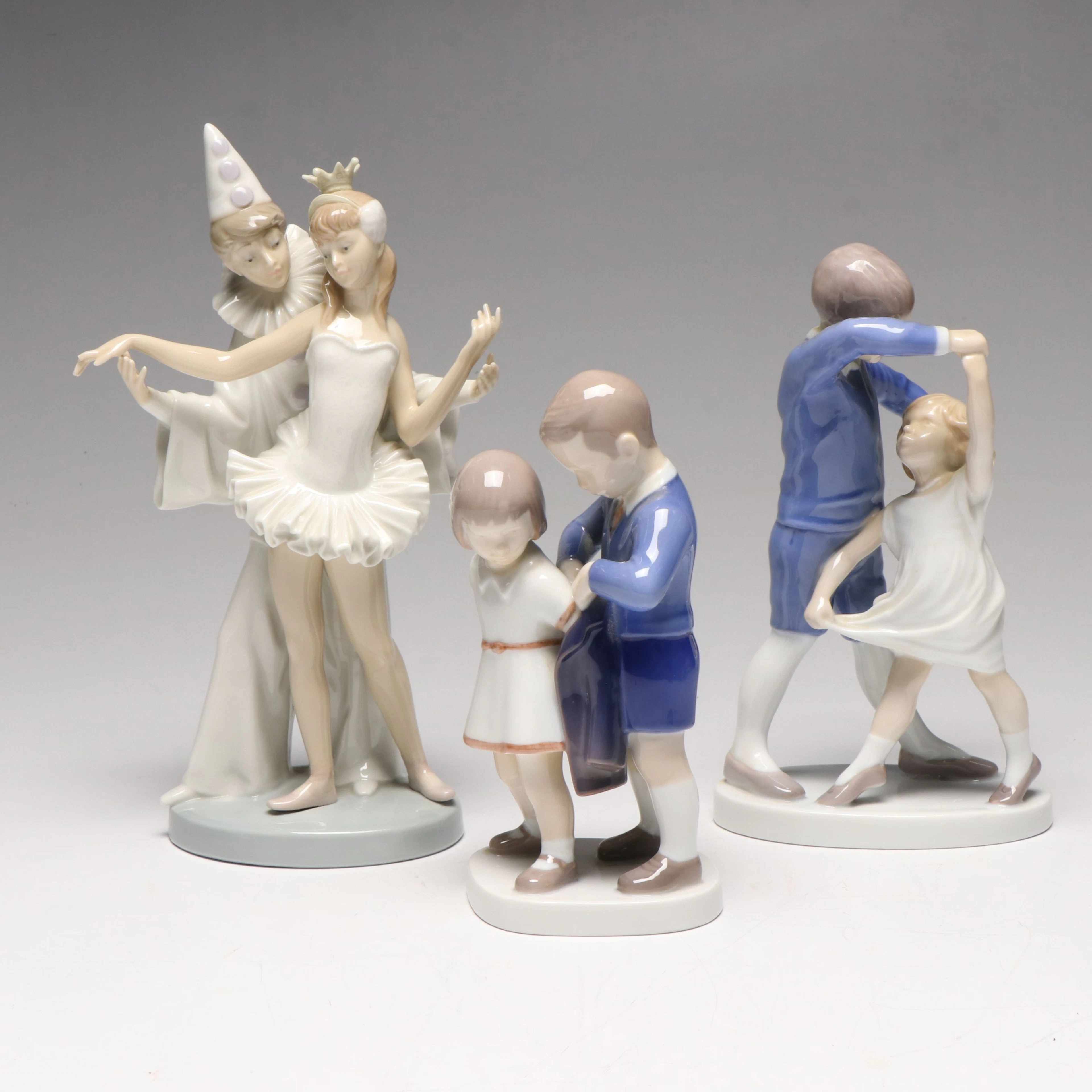 Bing & Grøndahl "Gentleman," "Dancing School" with Lladró Porcelain Figurines
