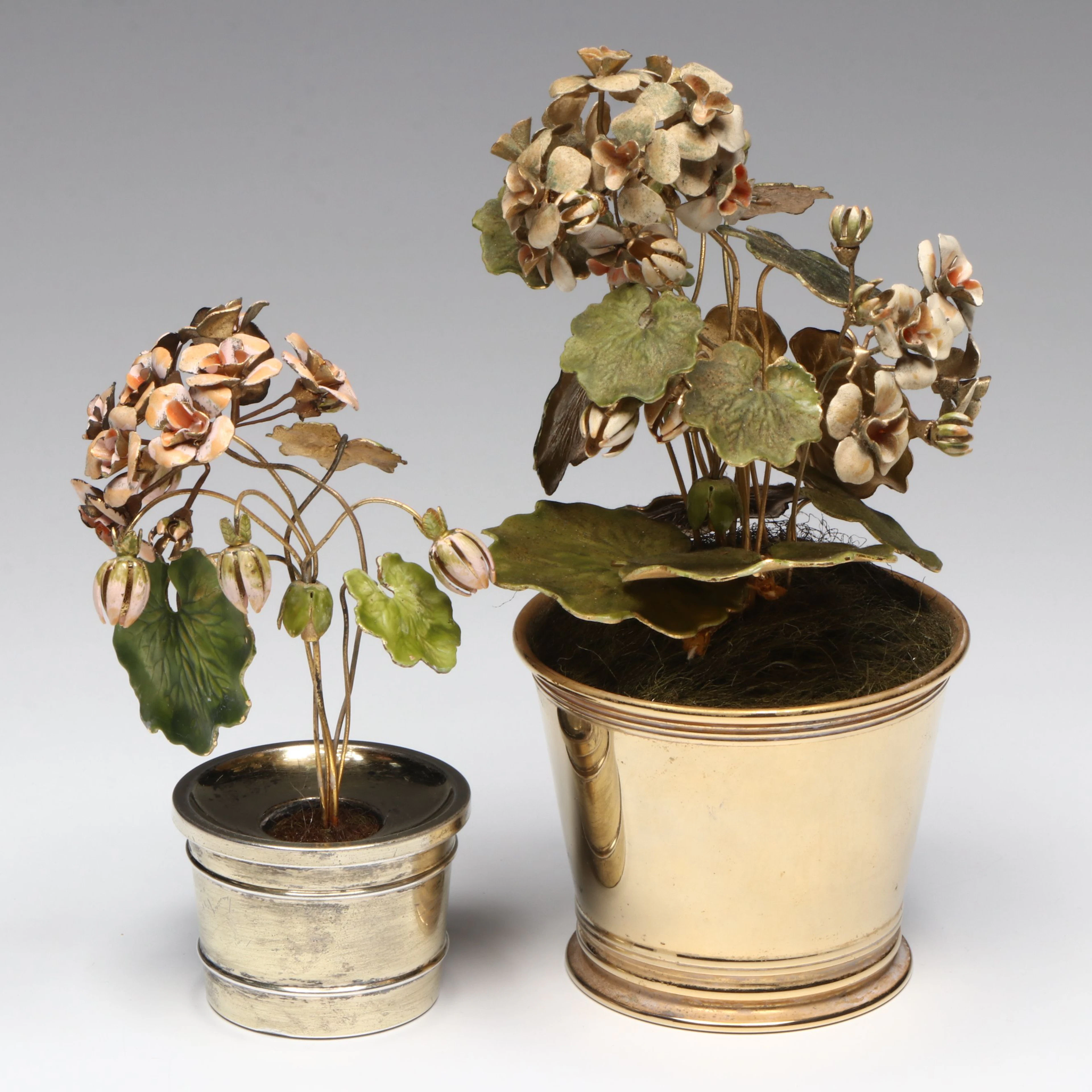 Newport and Gorham Enameled Sterling Silver "Fleurs des Siècles" Arrangements
