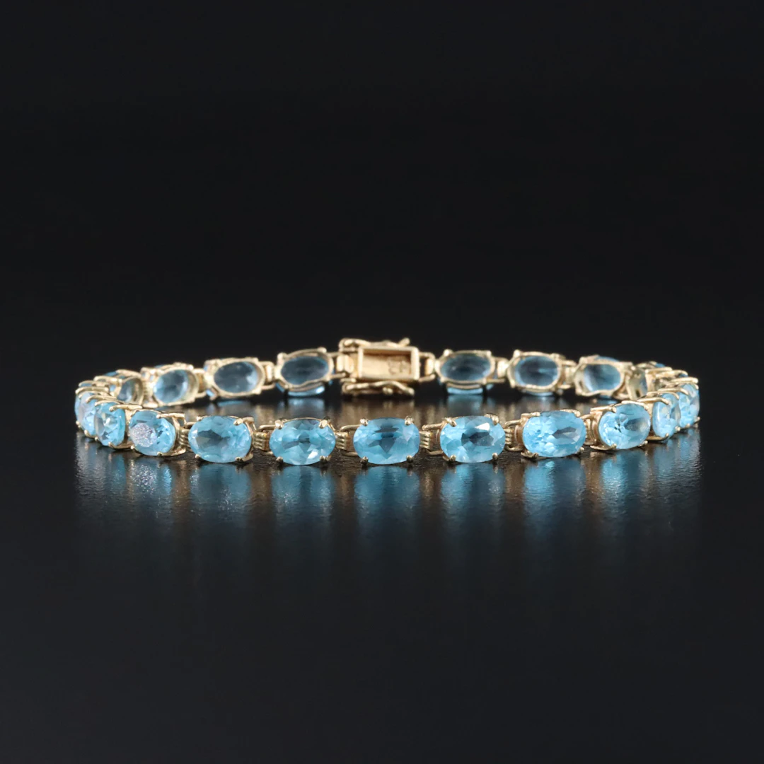 14K Topaz Line Bracelet