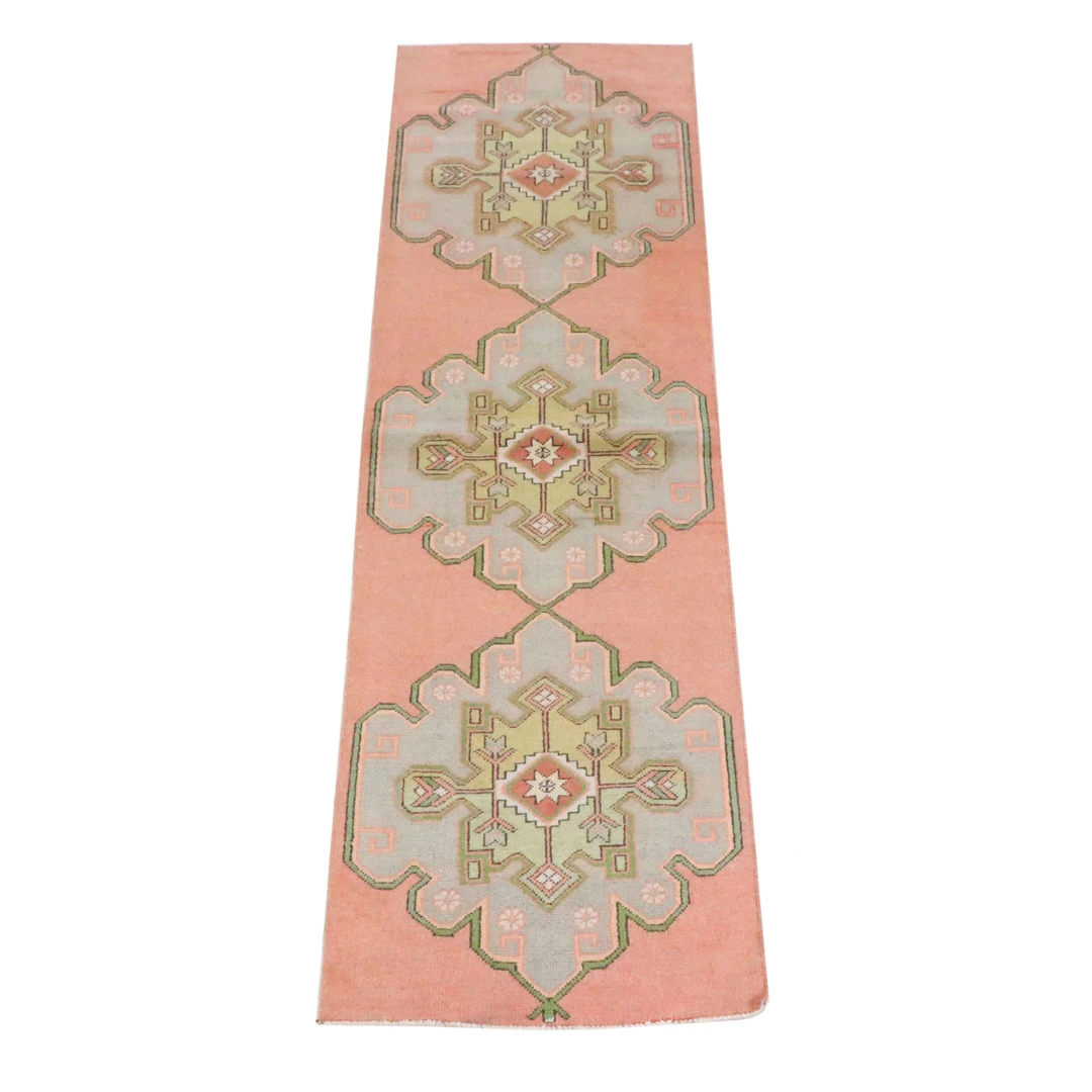 2'8 x 9'9 Hand-Knotted Turkish Anatolian Carpet Runner