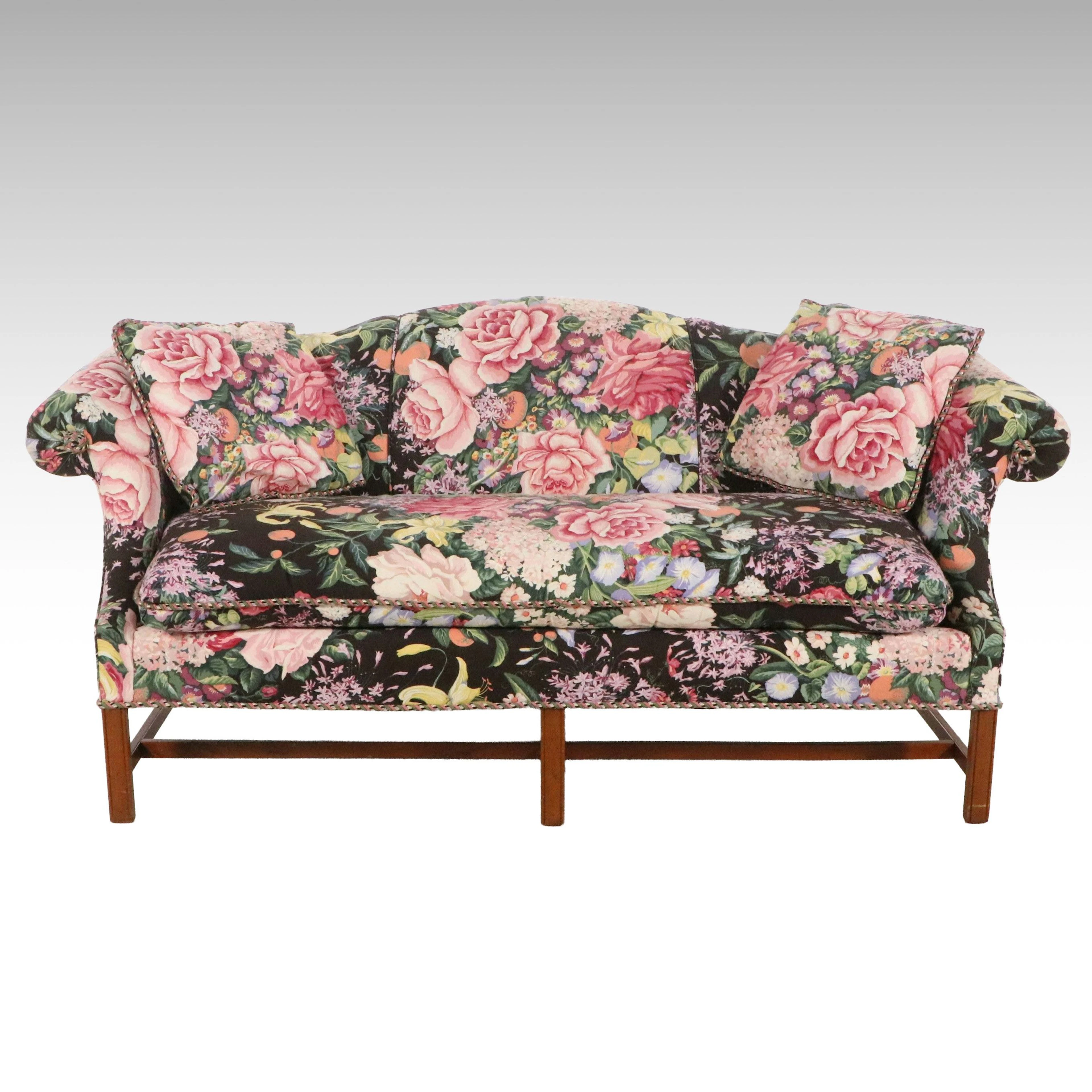 Chippendale Style Floral Upholstered Settee, Late 20th Century