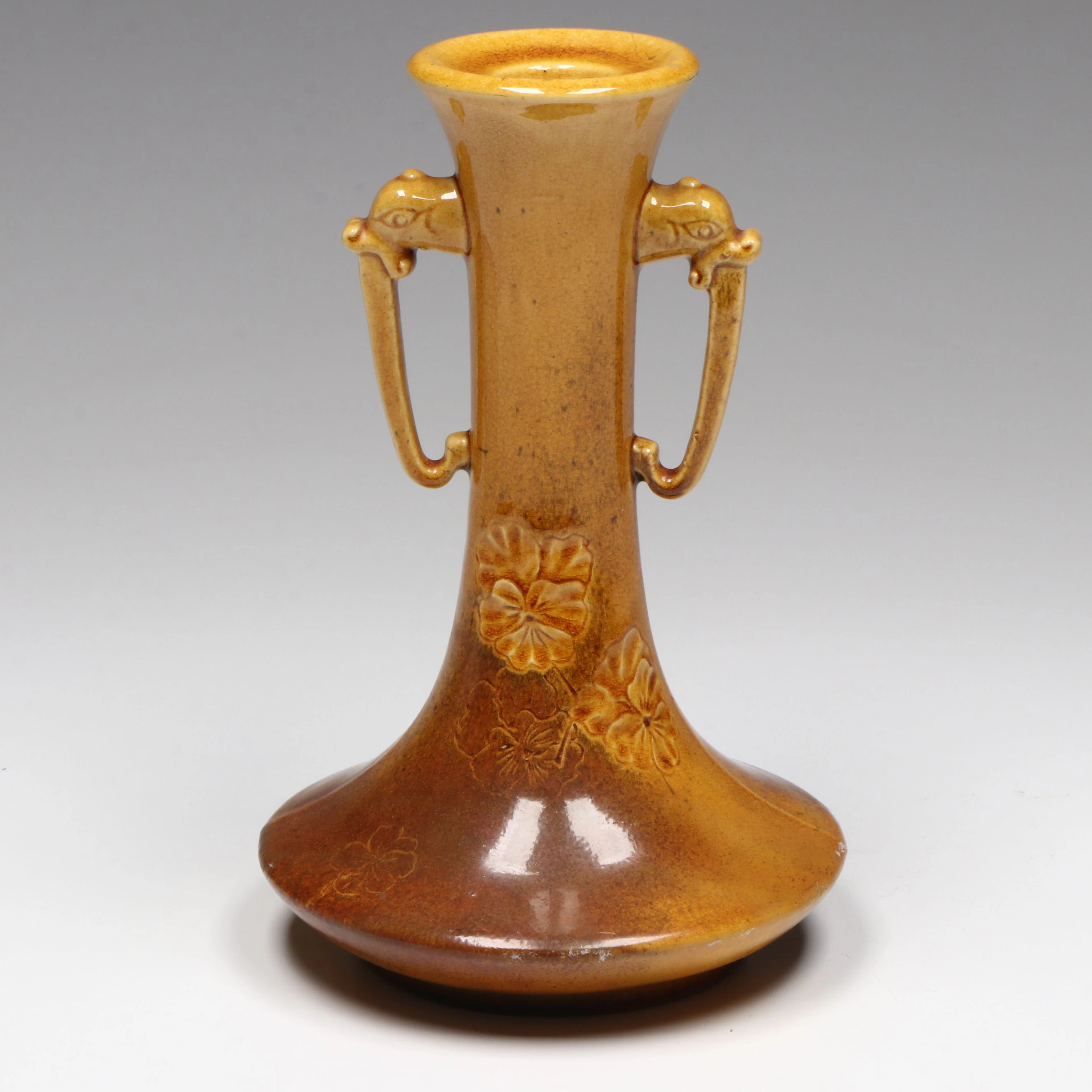 Anna Marie Bookprinter for Rookwood Pottery Yellow Ceramic Candlestick, 1885