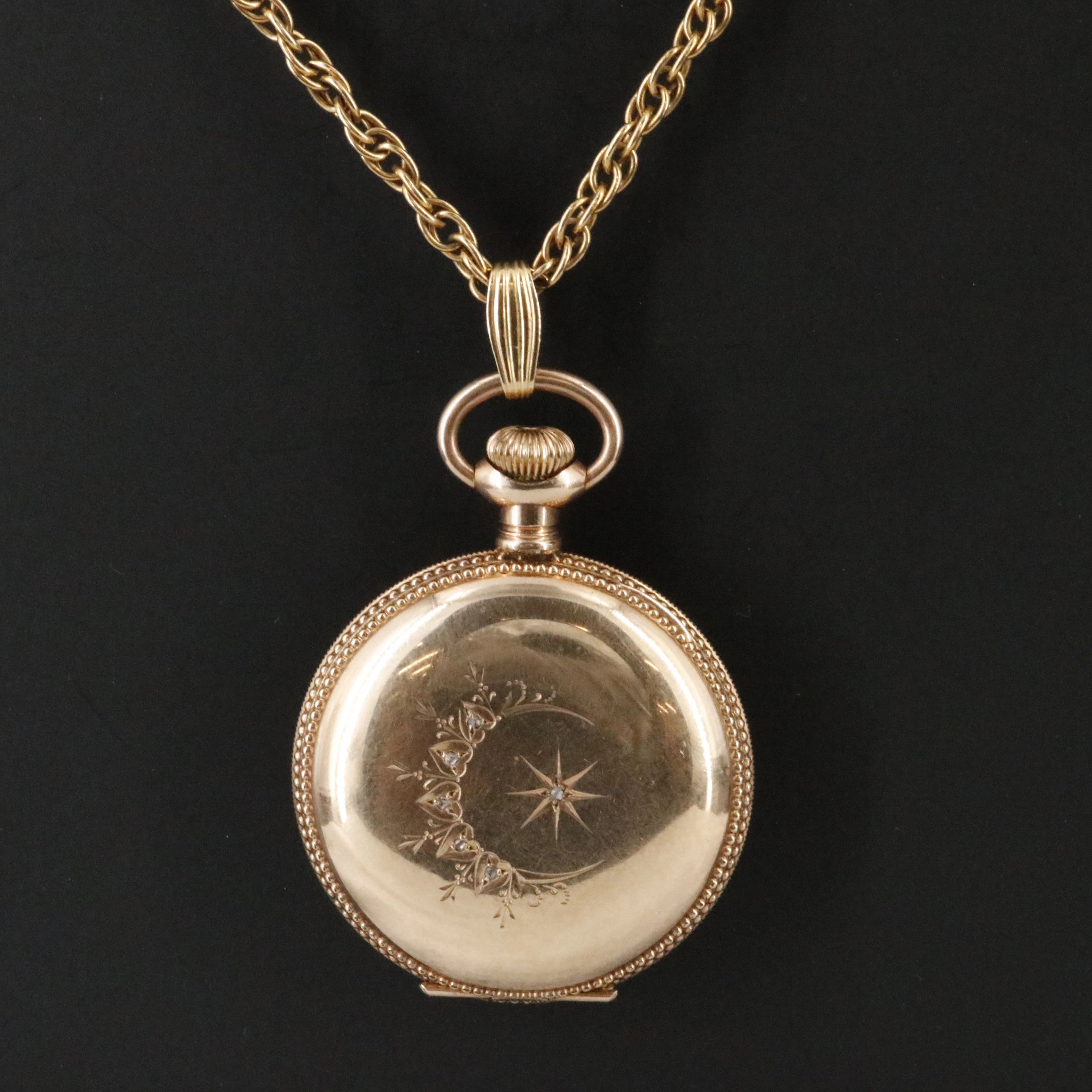 Atlas Gold-Filled and Polki Diamond Accented Pendant Watch
