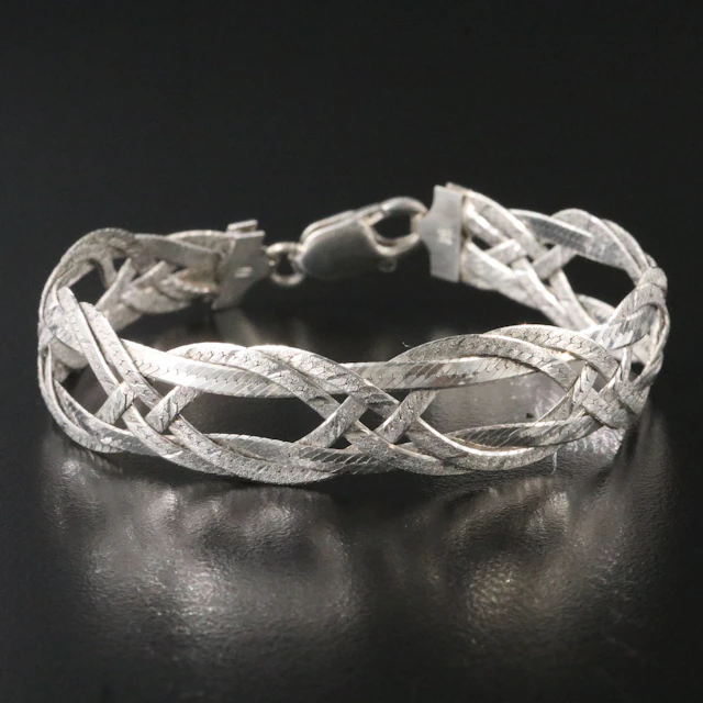 Milor Sterling Braided Herringbone Bracelet