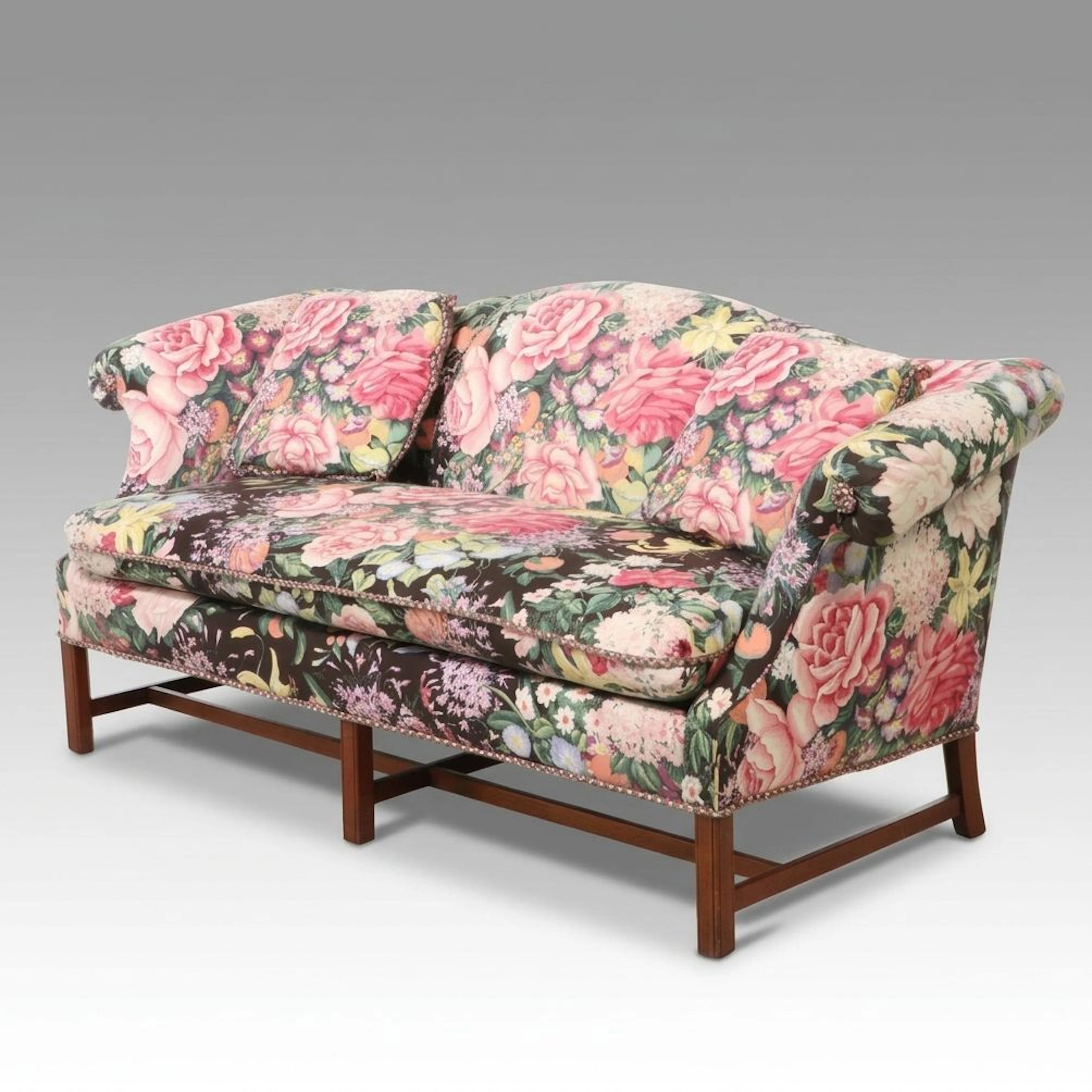 Chippendale Style Floral Upholstered Sofa, Late 20th Century
