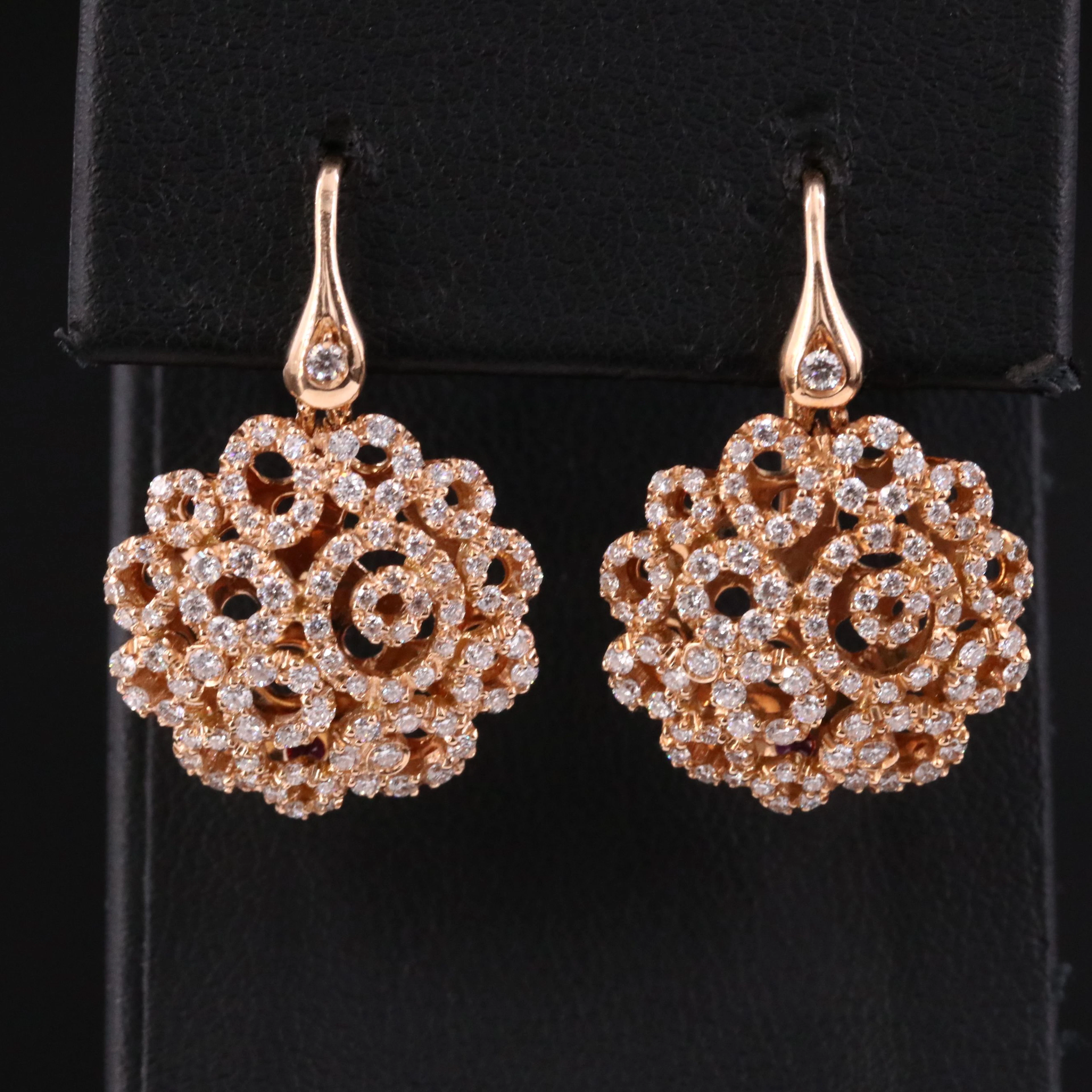 Roberto Coin Mauresque 18K Rose Gold 1.25 CTW Diamond Earrings
