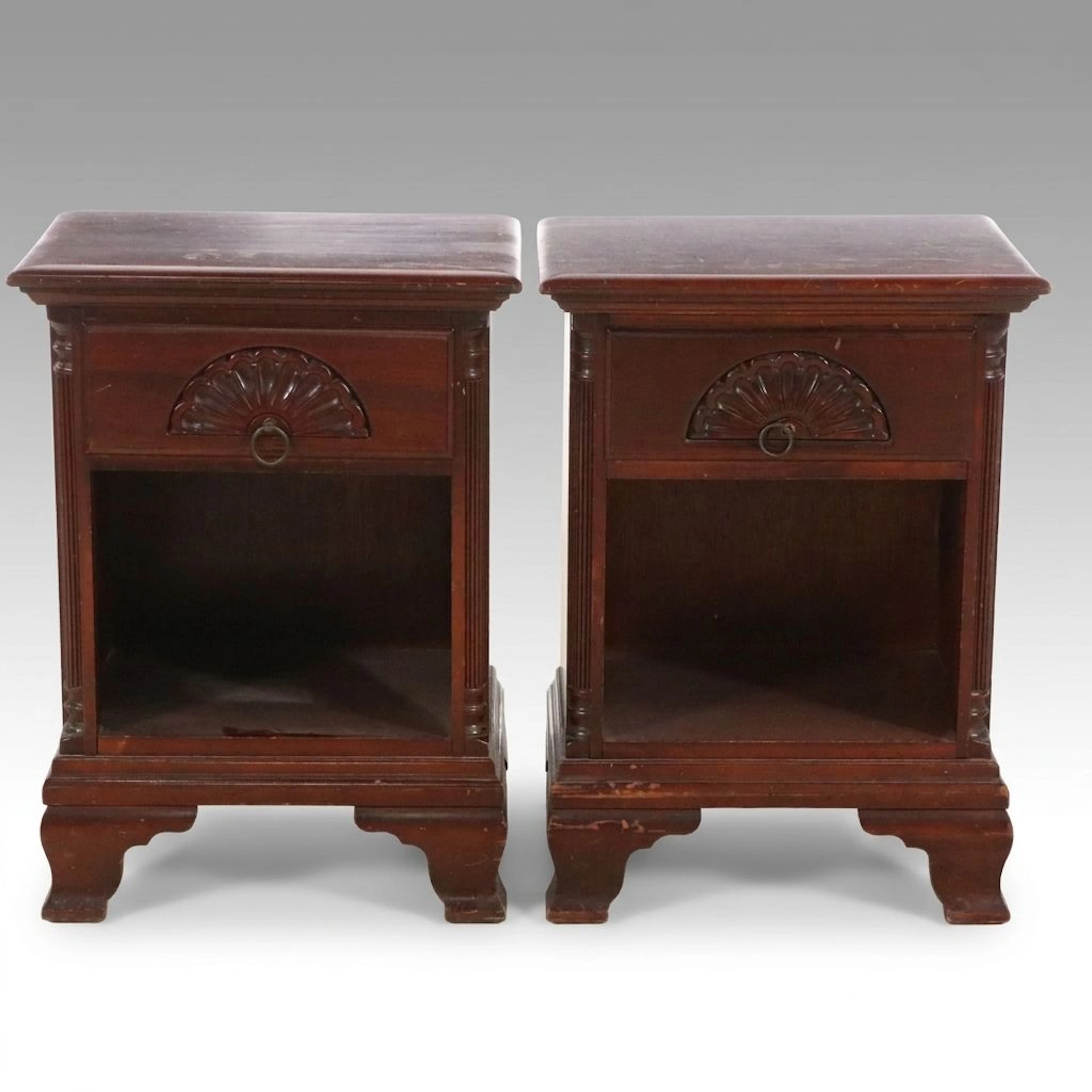 Pair of Hungerford Chippendale Style Mahogany Nightstands