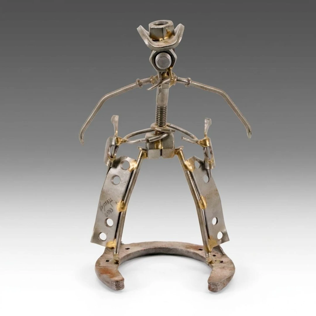 Bill Westfall Salvaged Metal Hardware Sculpture of Cowboy, 1983