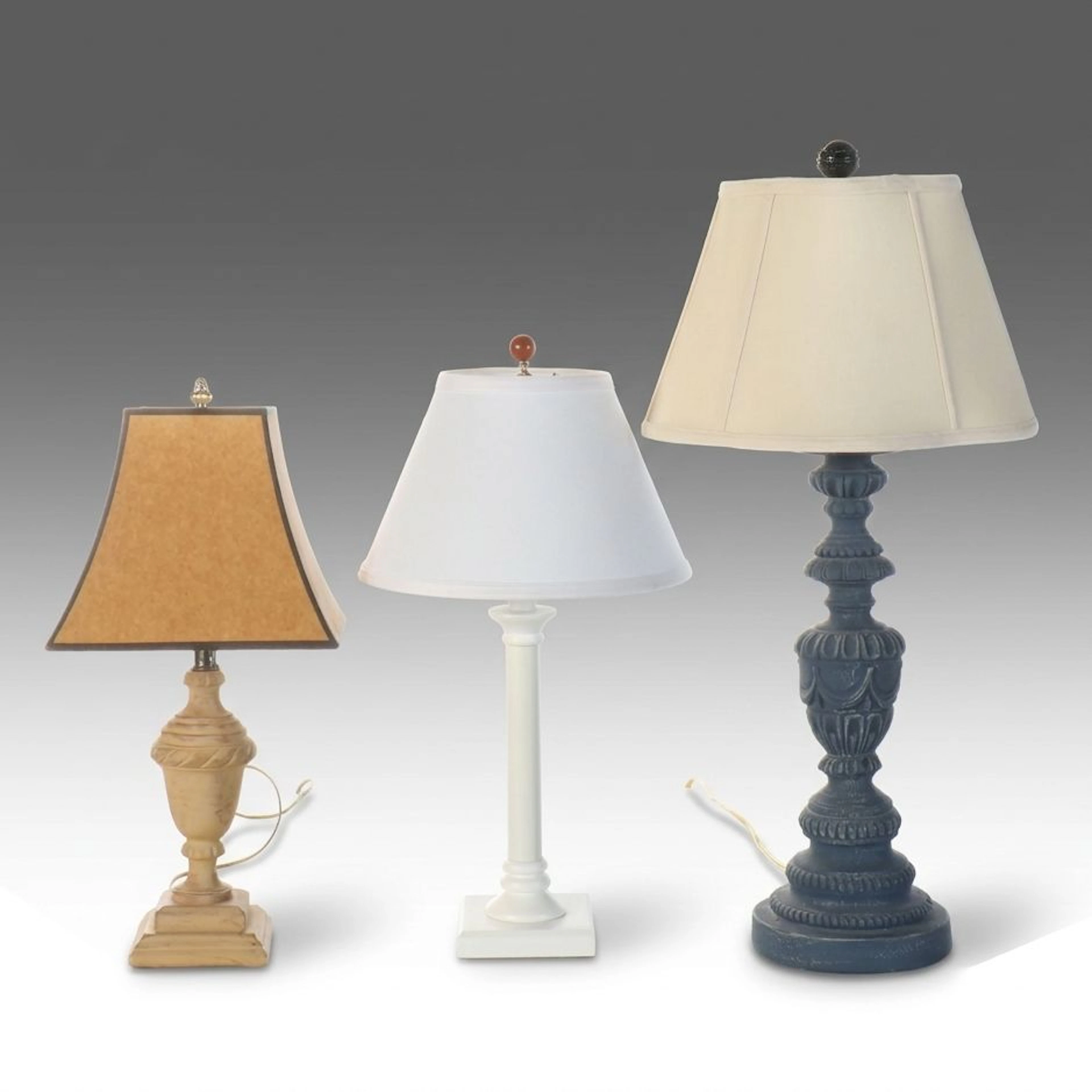 Neoclassical Style Blue, Beige and White Accent Lamps