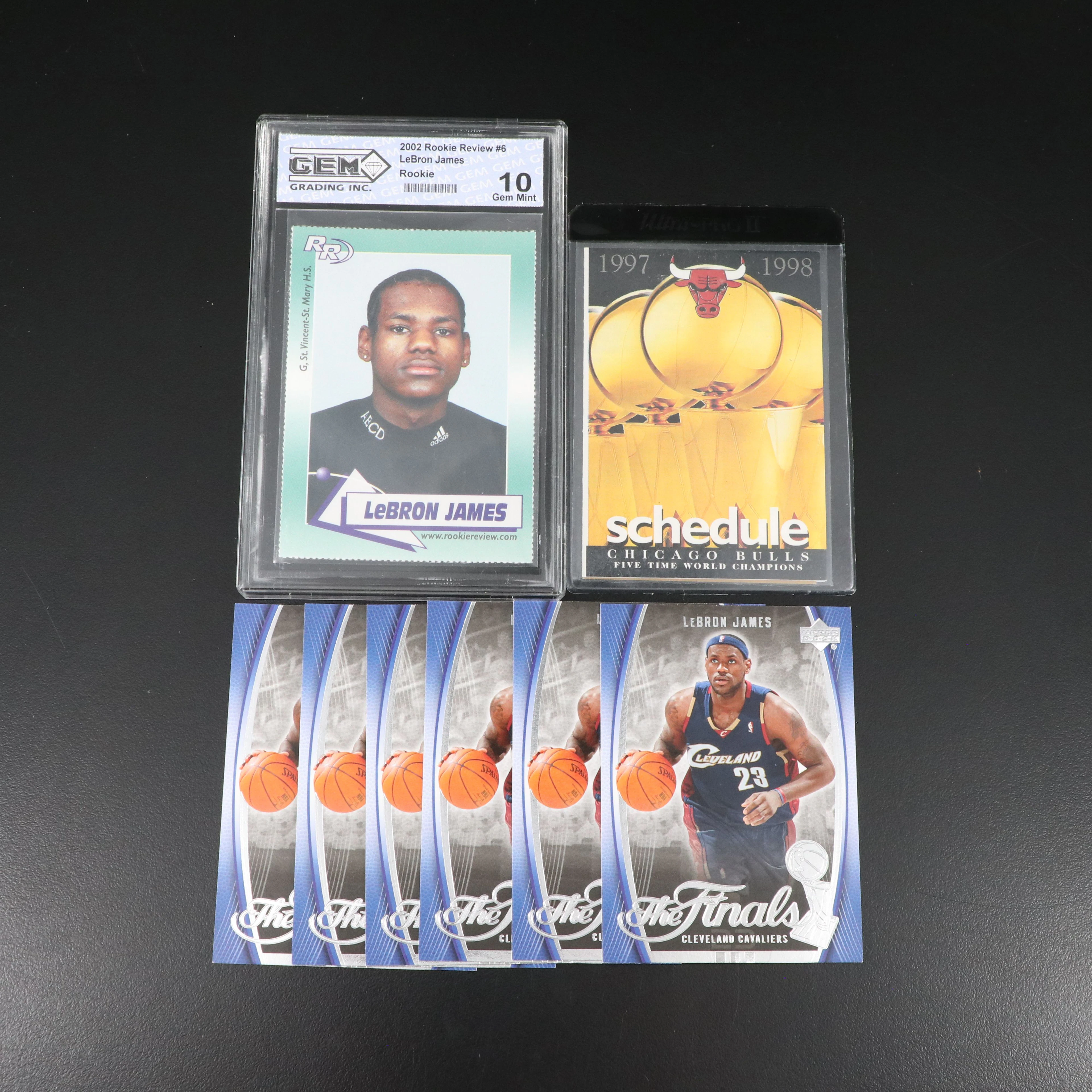 LeBron James Basketball Cards with Chicago Bulls 1997-1998 Schedule