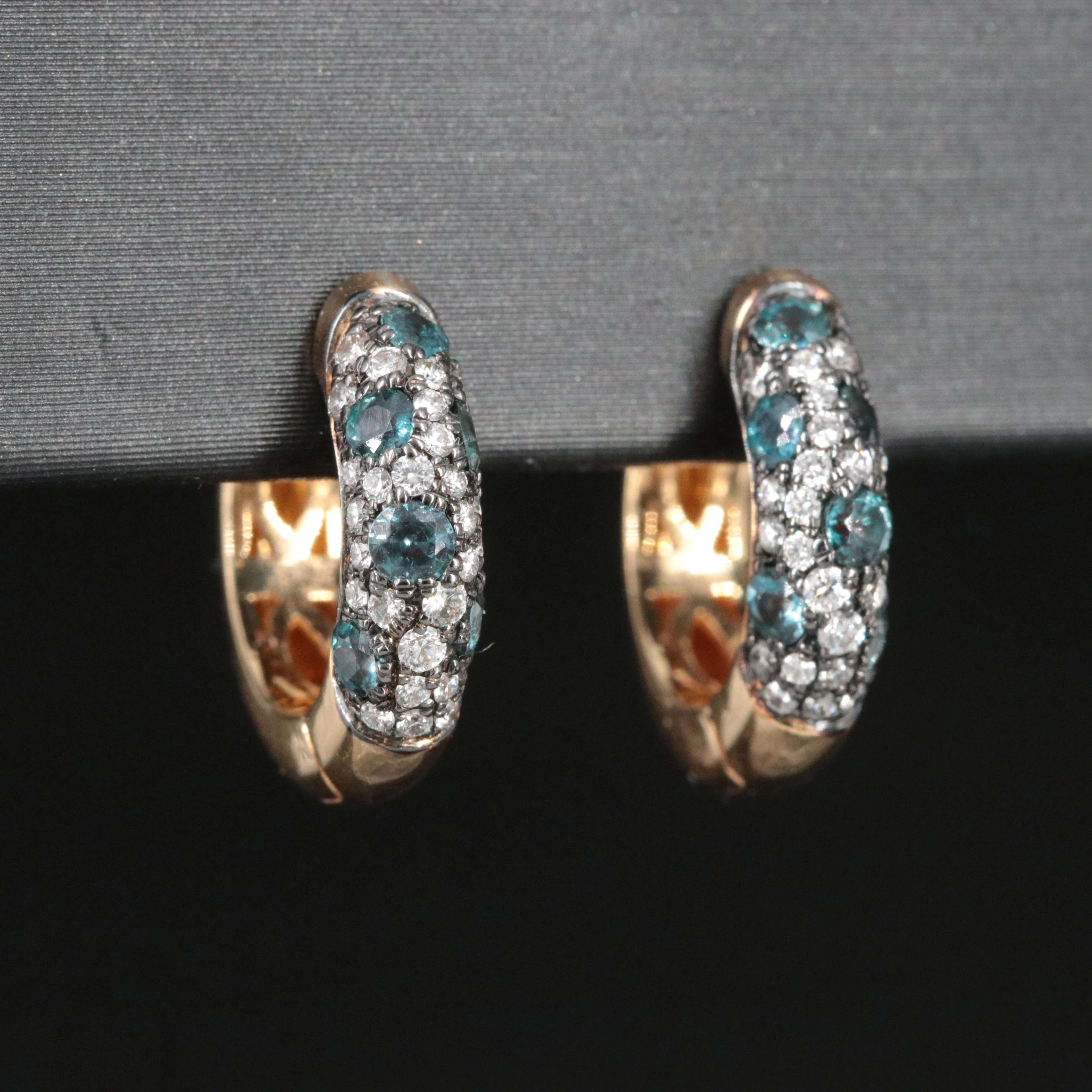 Mark Henry 18K Alexandrite and 0.45 CTW Huggie Hoop Earrings