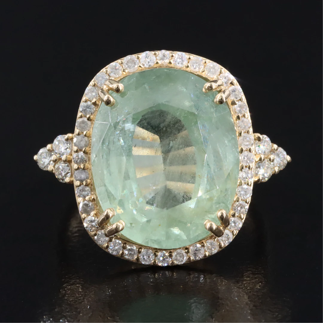 14K 12.33 CT Unheated Burmese Sapphire and Diamond Ring with GIA Report
