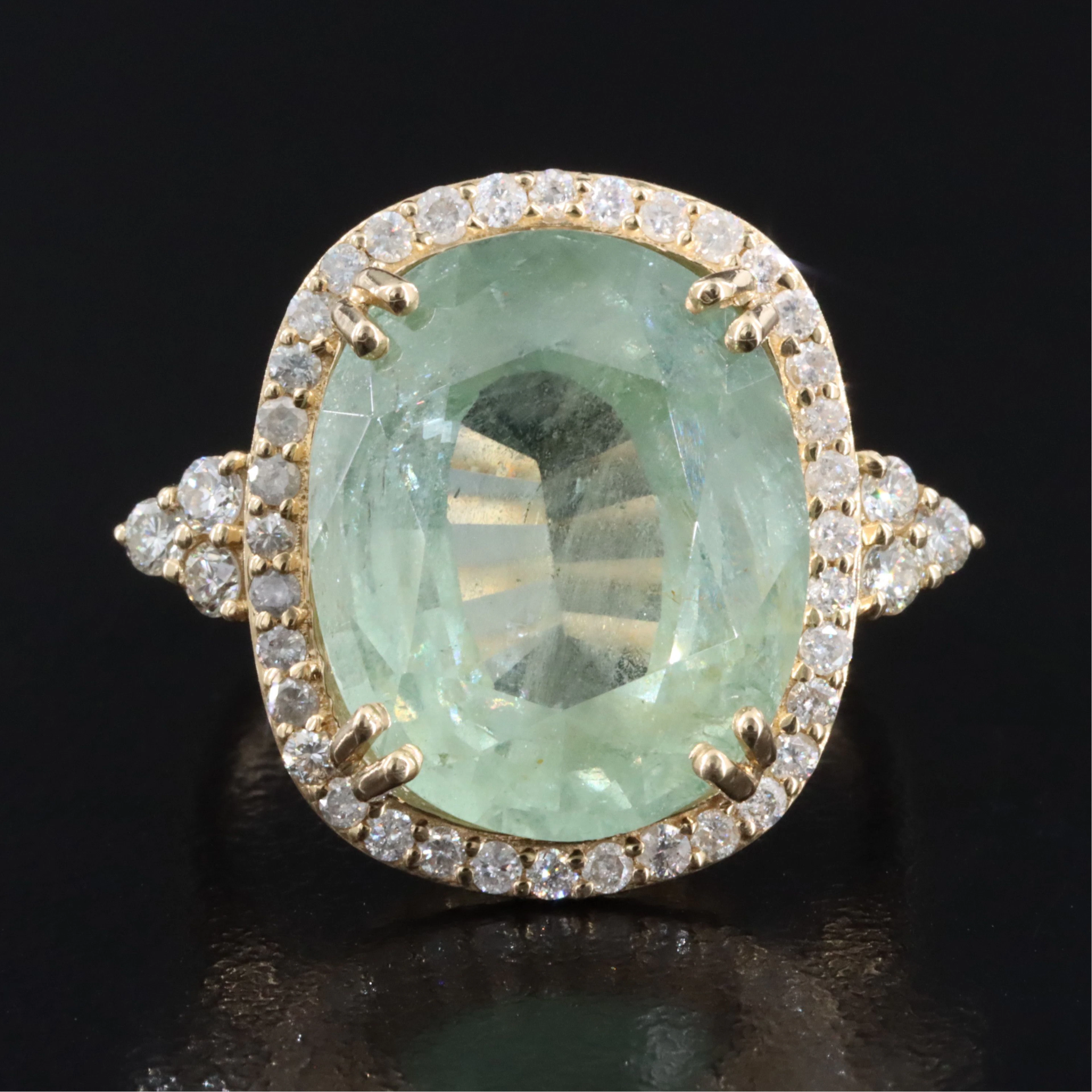 14K 12.33 CT Unheated Burmese Sapphire and Diamond Ring with GIA Report