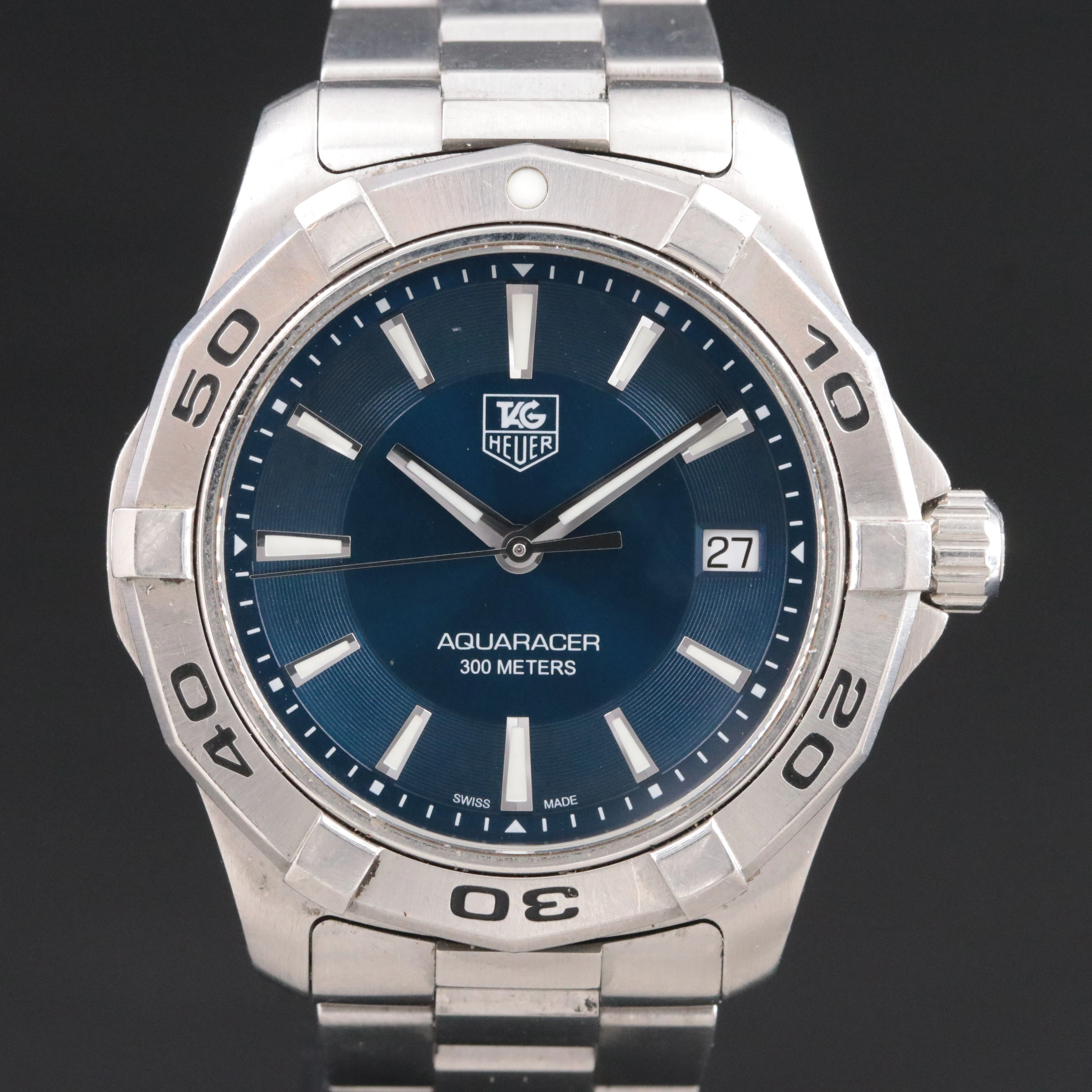 TAG Heuer 300M Steel Blue Dial Date Aquaracer Ref. WAP1112 Watch