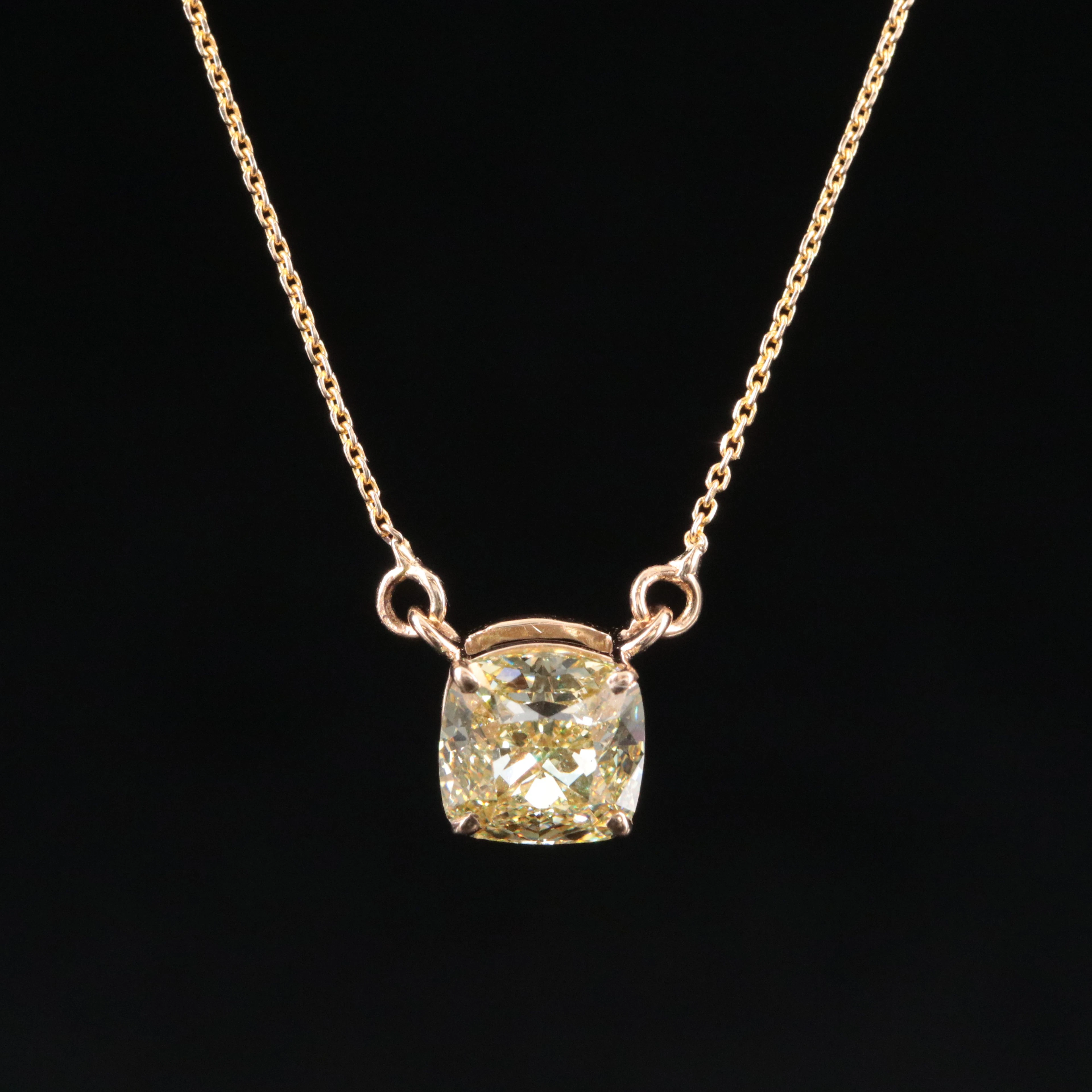 14K 2.05 CT Lab Grown Fancy Yellow Diamond Necklace with IGI Report