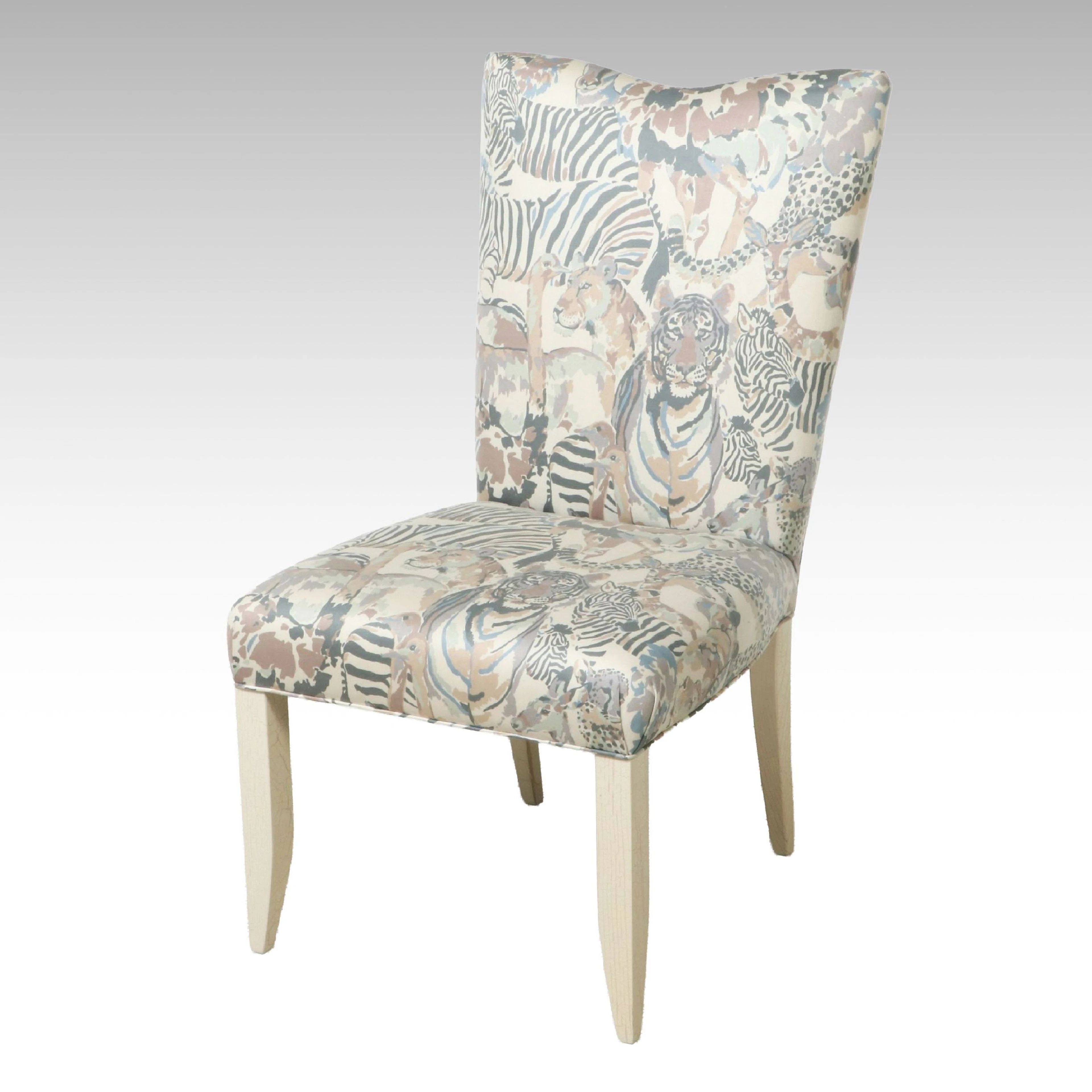 Postmodern Safari Animal Print Upholstered Side Chair