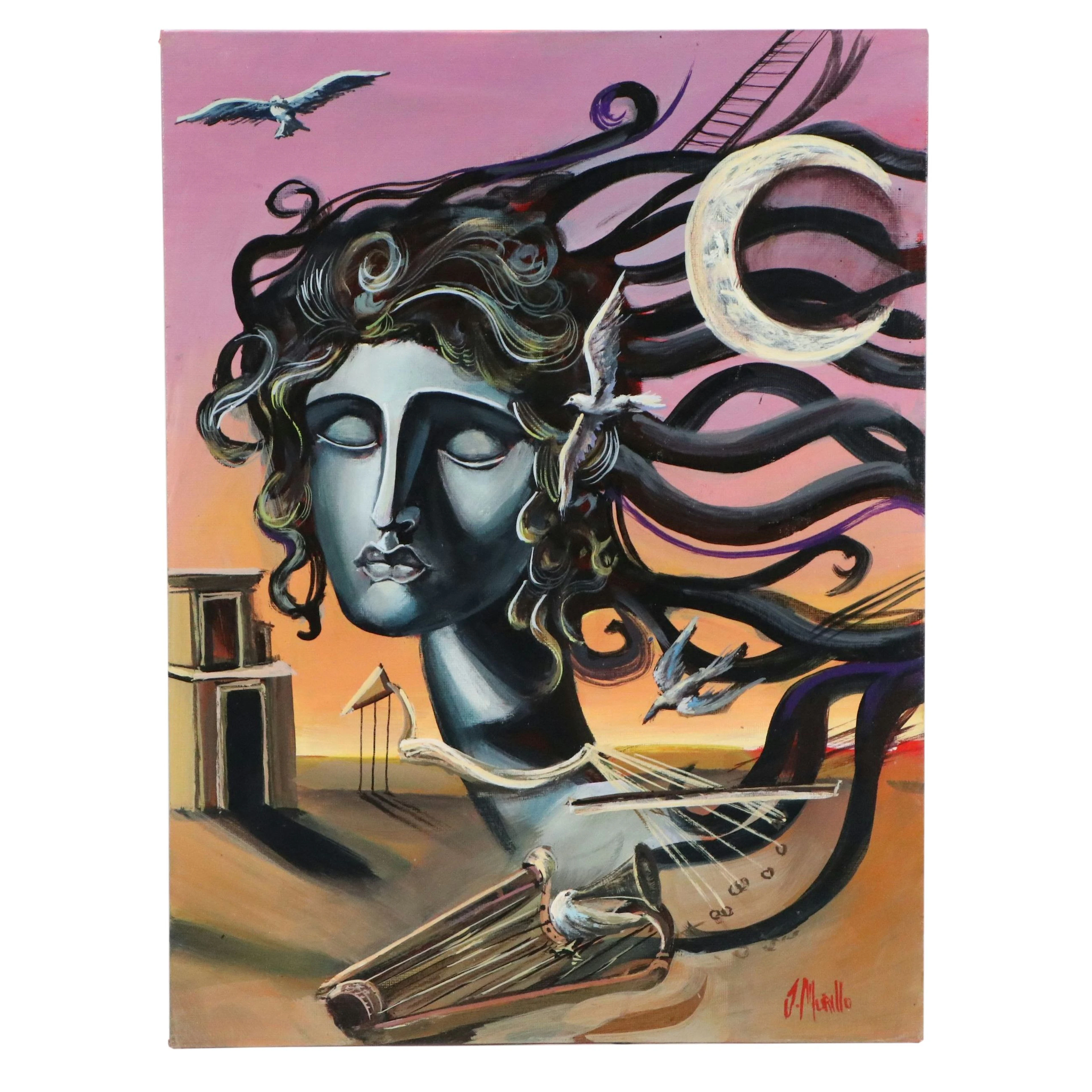 J. Murillo Surrealist Figurative Oil Painting, 21st Century