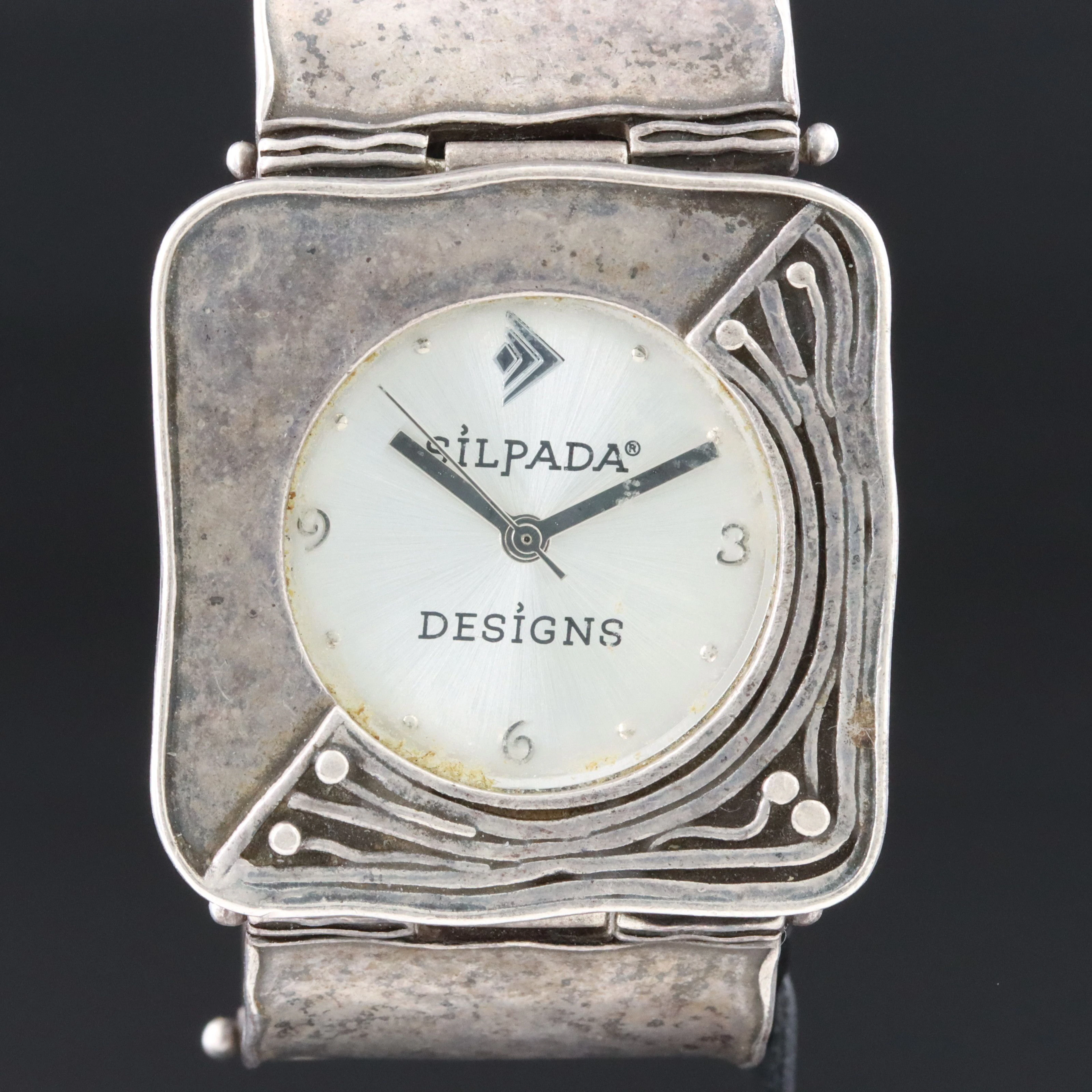 Silpada Sterling Silver Handcrafted Artisian Style Paneled Quartz Watch