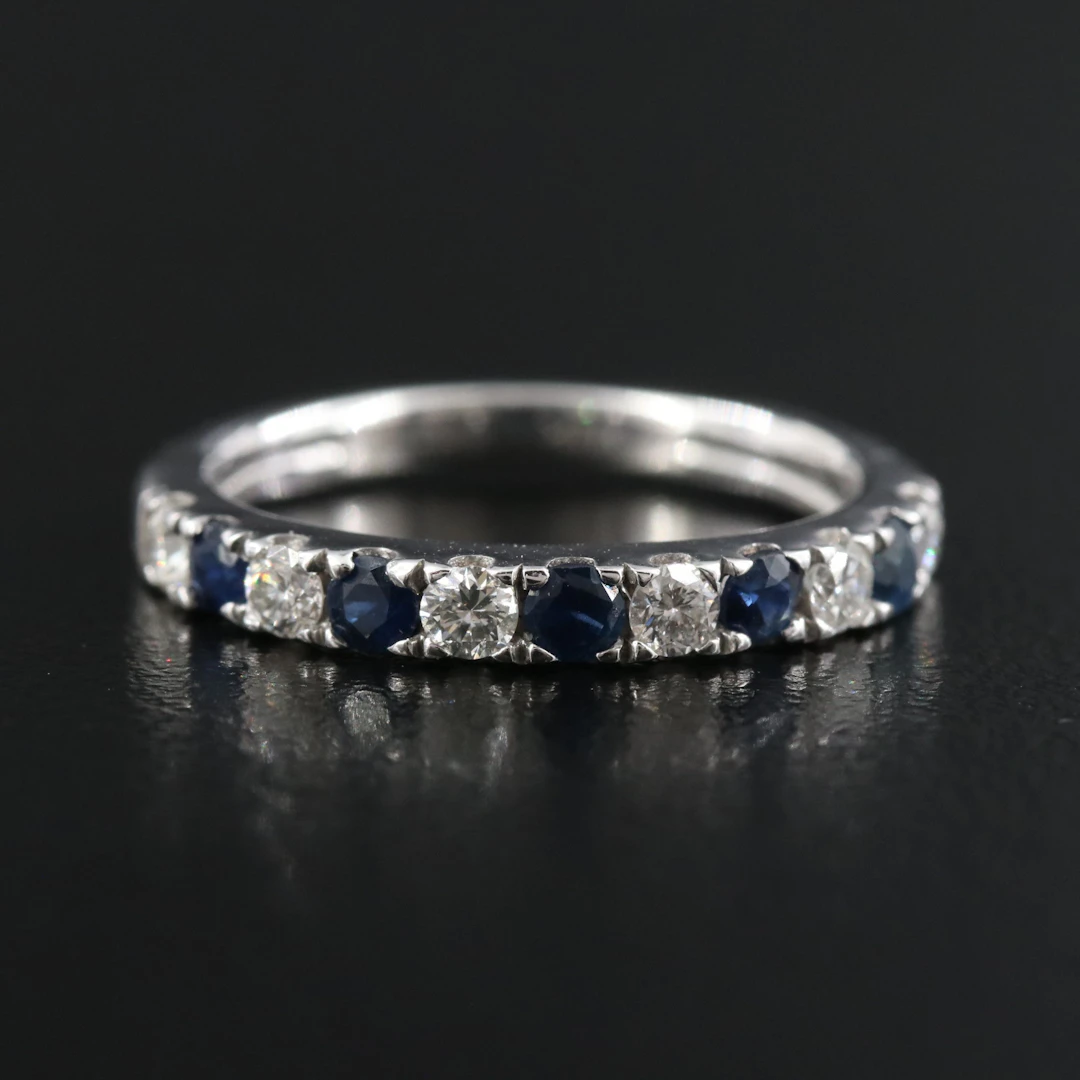 10K 0.20 CTW Diamond and Sapphire Band