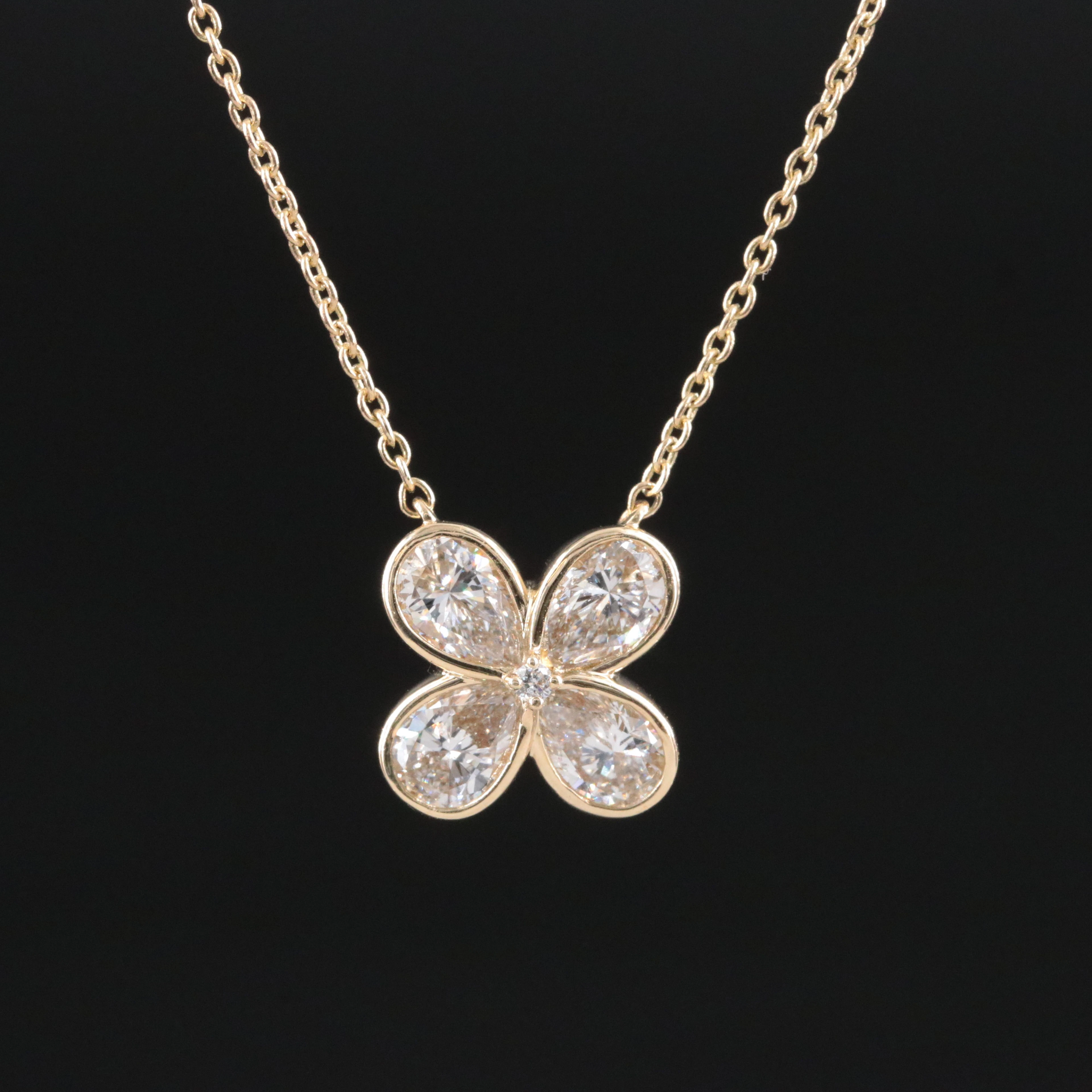 14K 1.00 CTW Lab Grown Diamond Flower Pendant Necklace with IGI Report