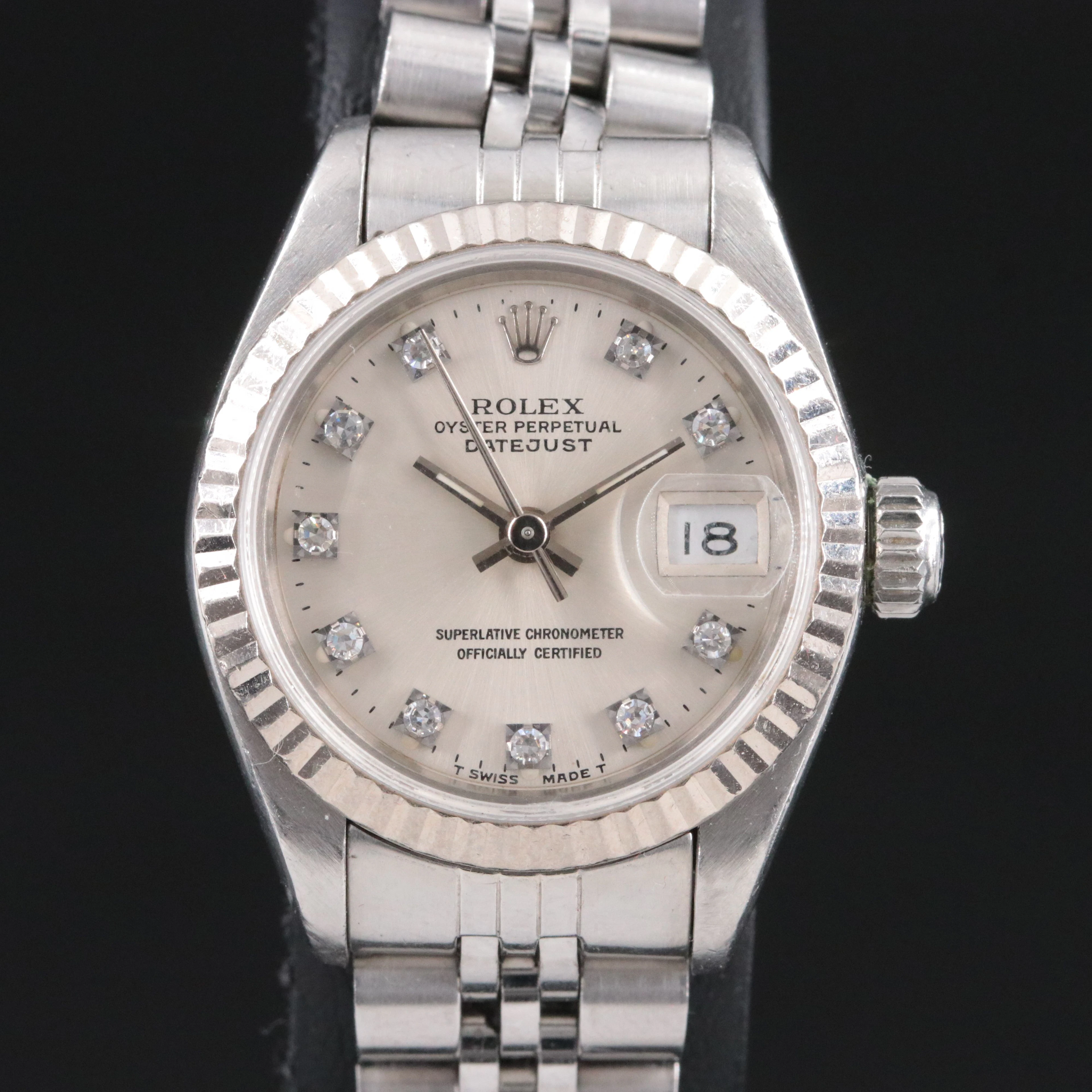 1989 Rolex Custom Diamond Dial 18K & Steel Datejust Model 69174