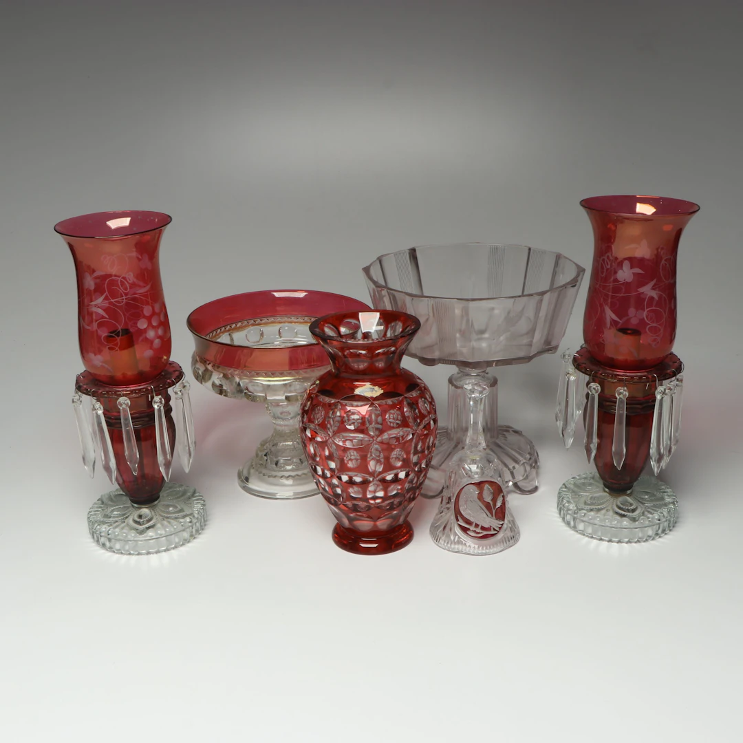 Tiffin-Franciscan "King's Crown" Compote and More Ruby Flashed and