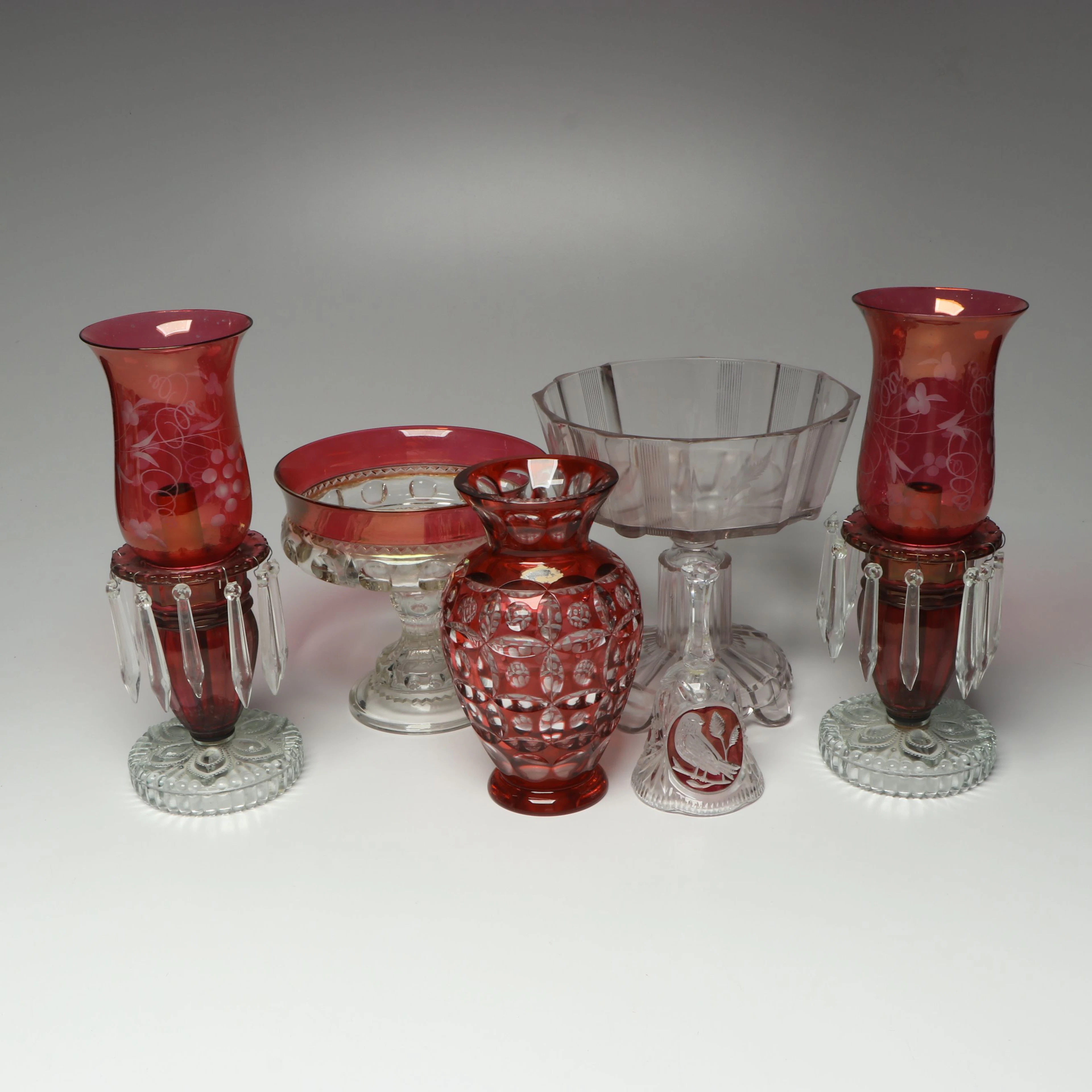 Tiffin-Franciscan "King's Crown" Compote and More Ruby Flashed and
