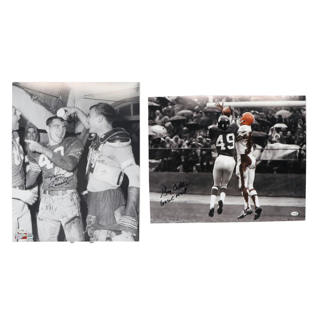 Howard “Hopalong” Cassady and Gary Collins Signed Football Prints, JSA
