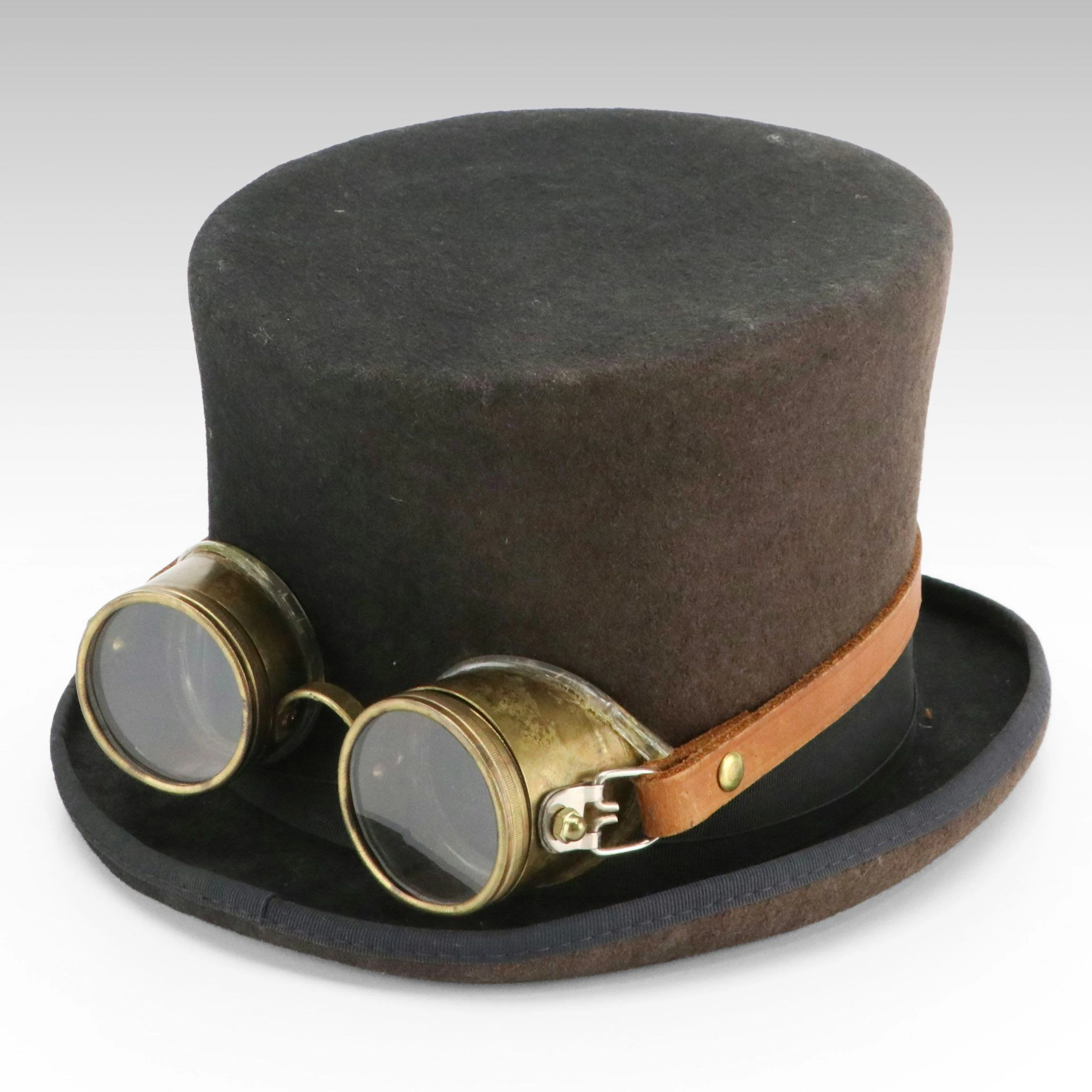 Steampunk Top Hat with Brass Goggles