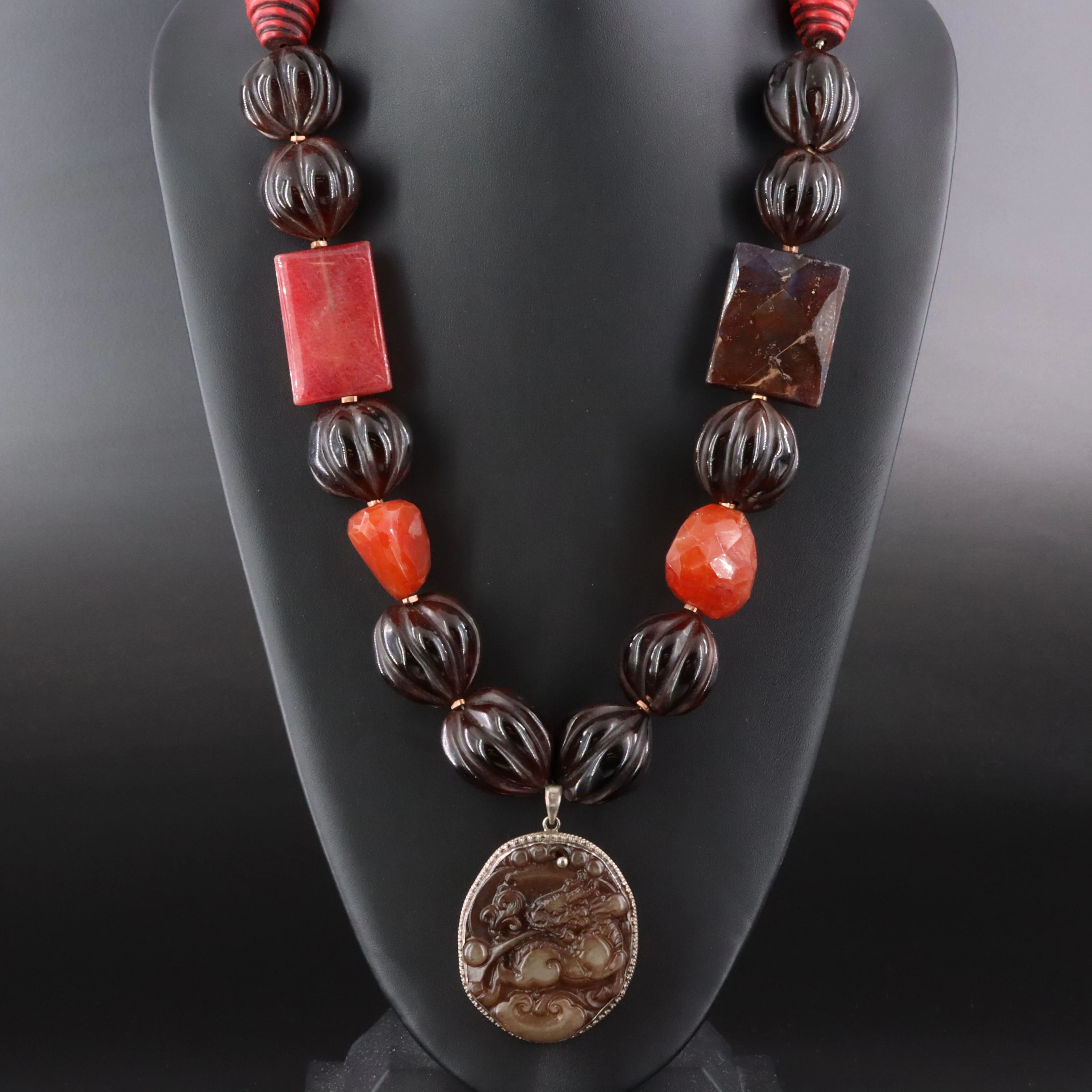 Sandi Badash Necklace with Chinese Longma, Nokia Seeds and Serpentine