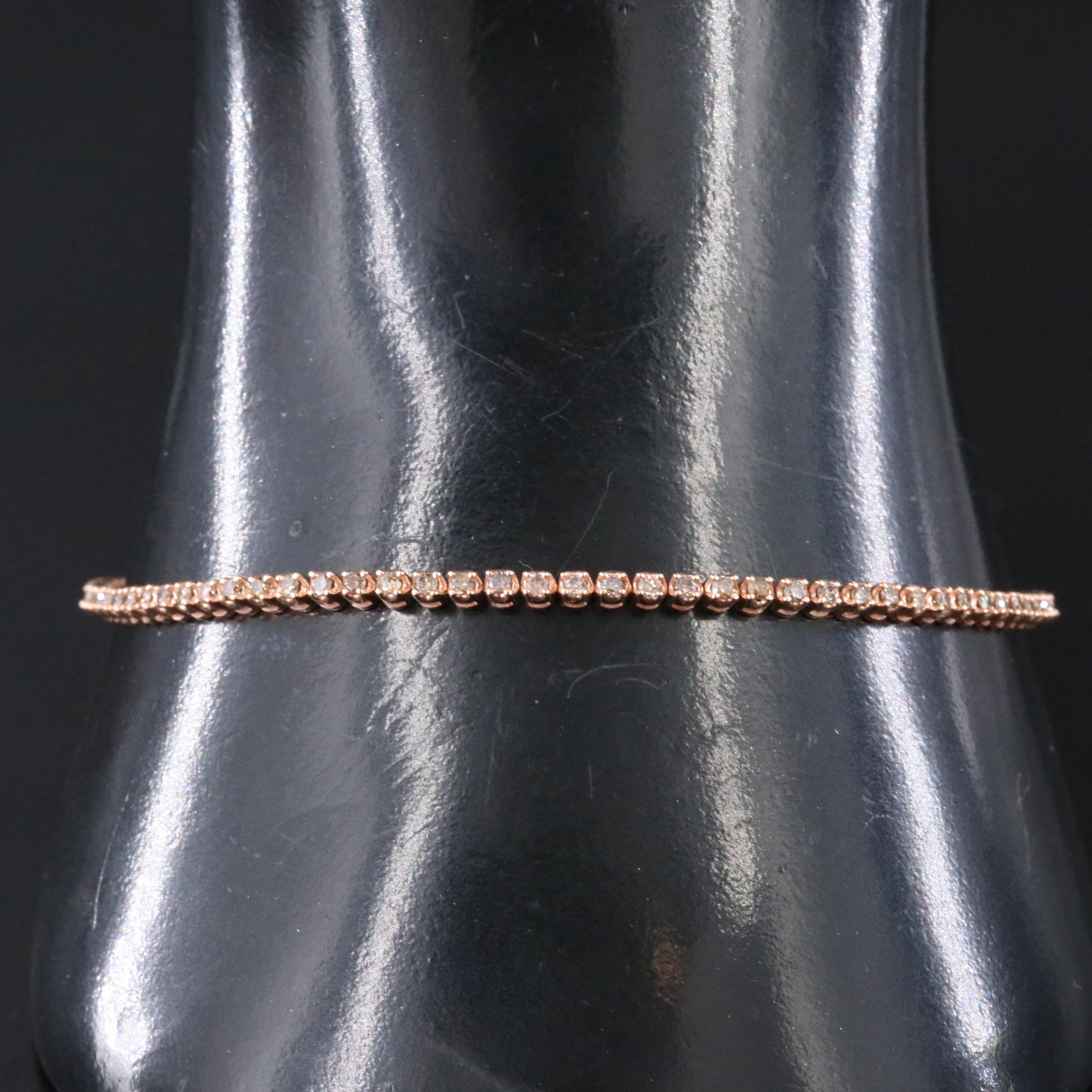 14K Rose Gold Fancy Brown Diamond Line Bracelet
