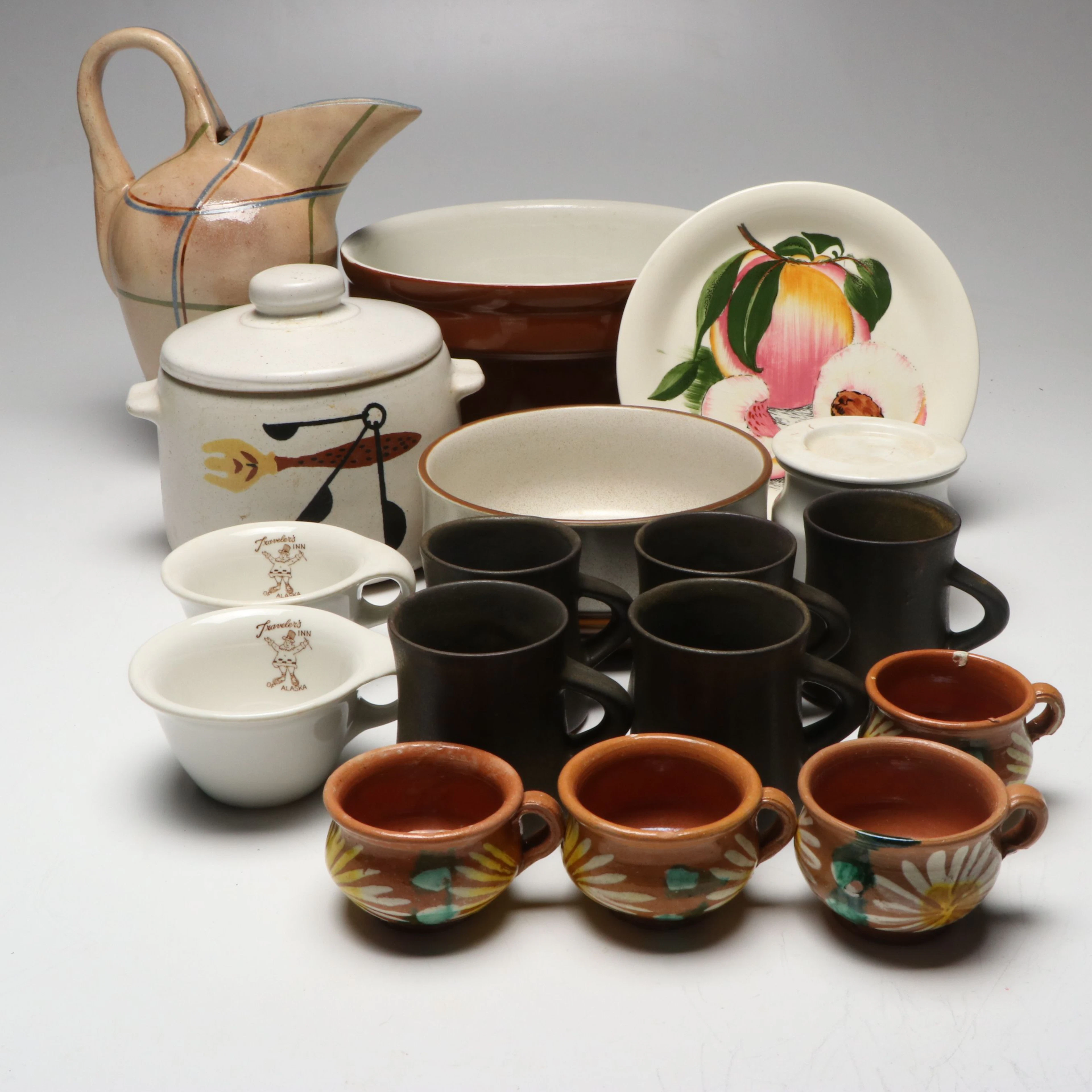 Traveler's Inn of Alaska Novelty Cups with Clarice Cliff Plate, More Serveware