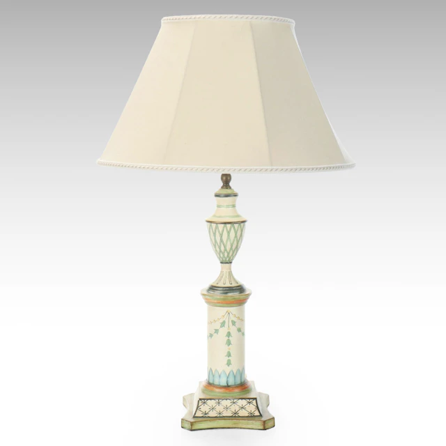 Folk Art Style Painted Metal Table Lamp, 21st Century