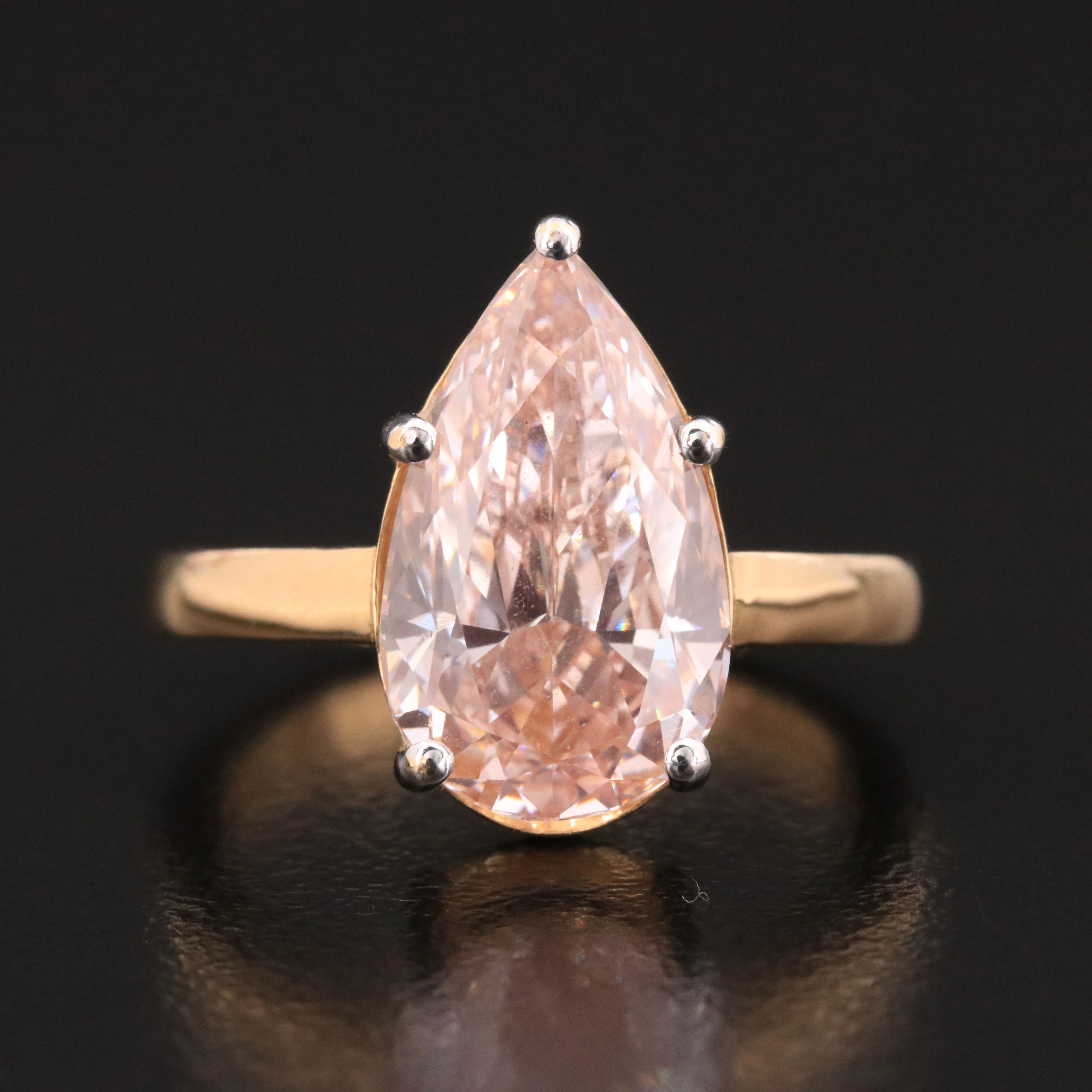 18K 4.03 CT Fancy Intense Pink Lab Grown Diamond Solitaire Ring with IGI Report