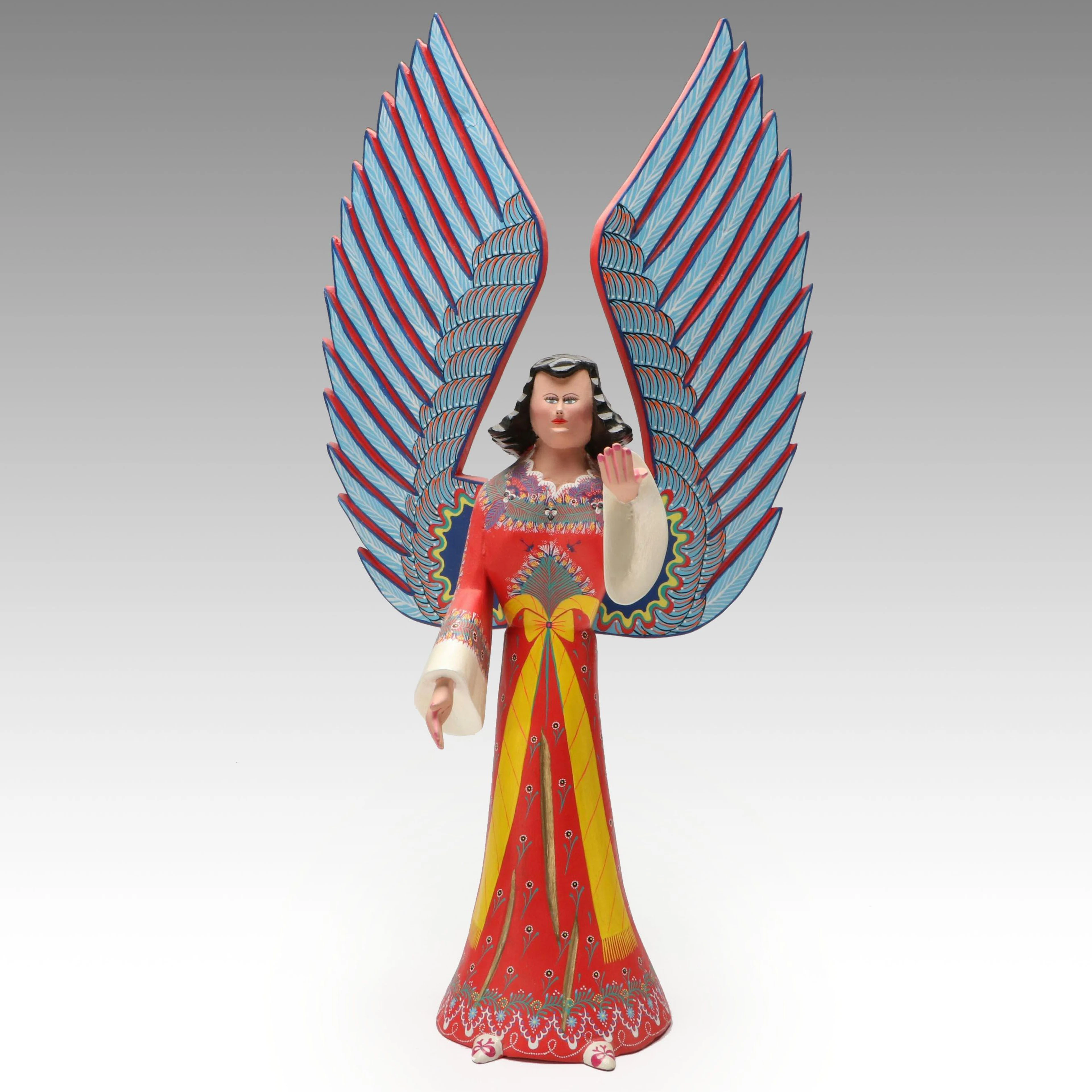 Mexican Folk Art Handcrafted Wooden Angel
