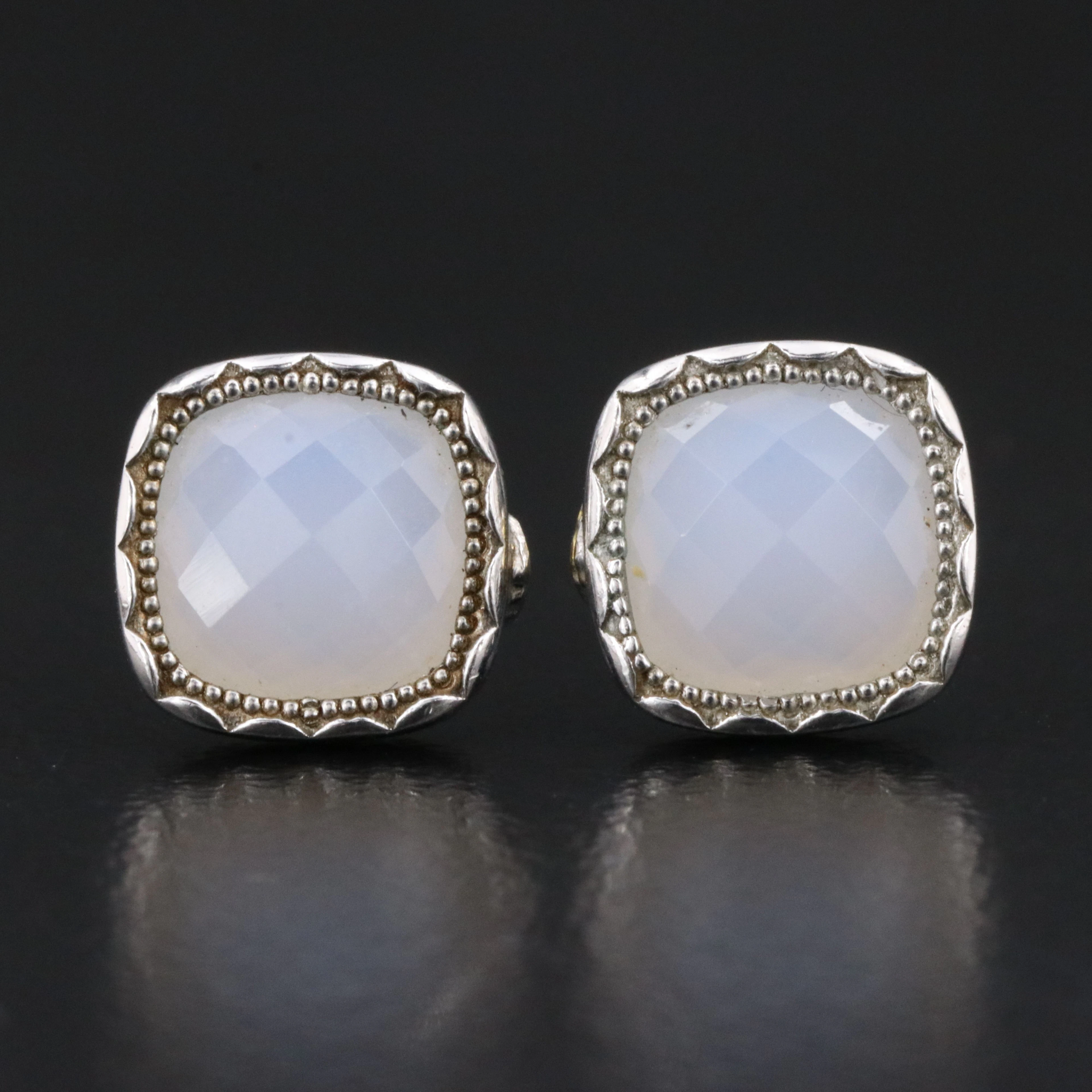 Tacori Crescent Crown Sterling and Chalcedony Stud Earrings with 18K Accent
