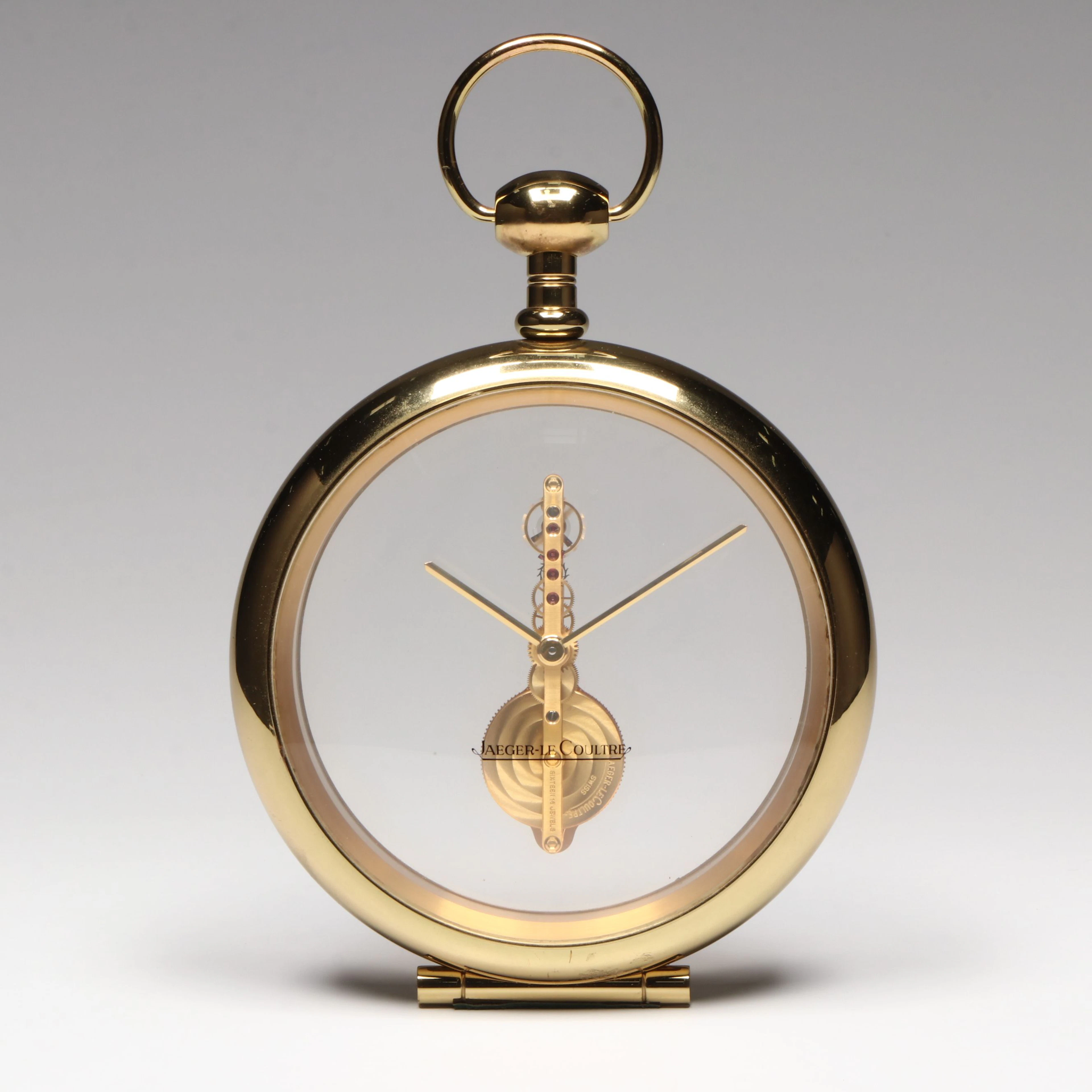 Jaeger-LeCoultre Model 557 Brass Skeleton Desk Clock, 1960s–1970s
