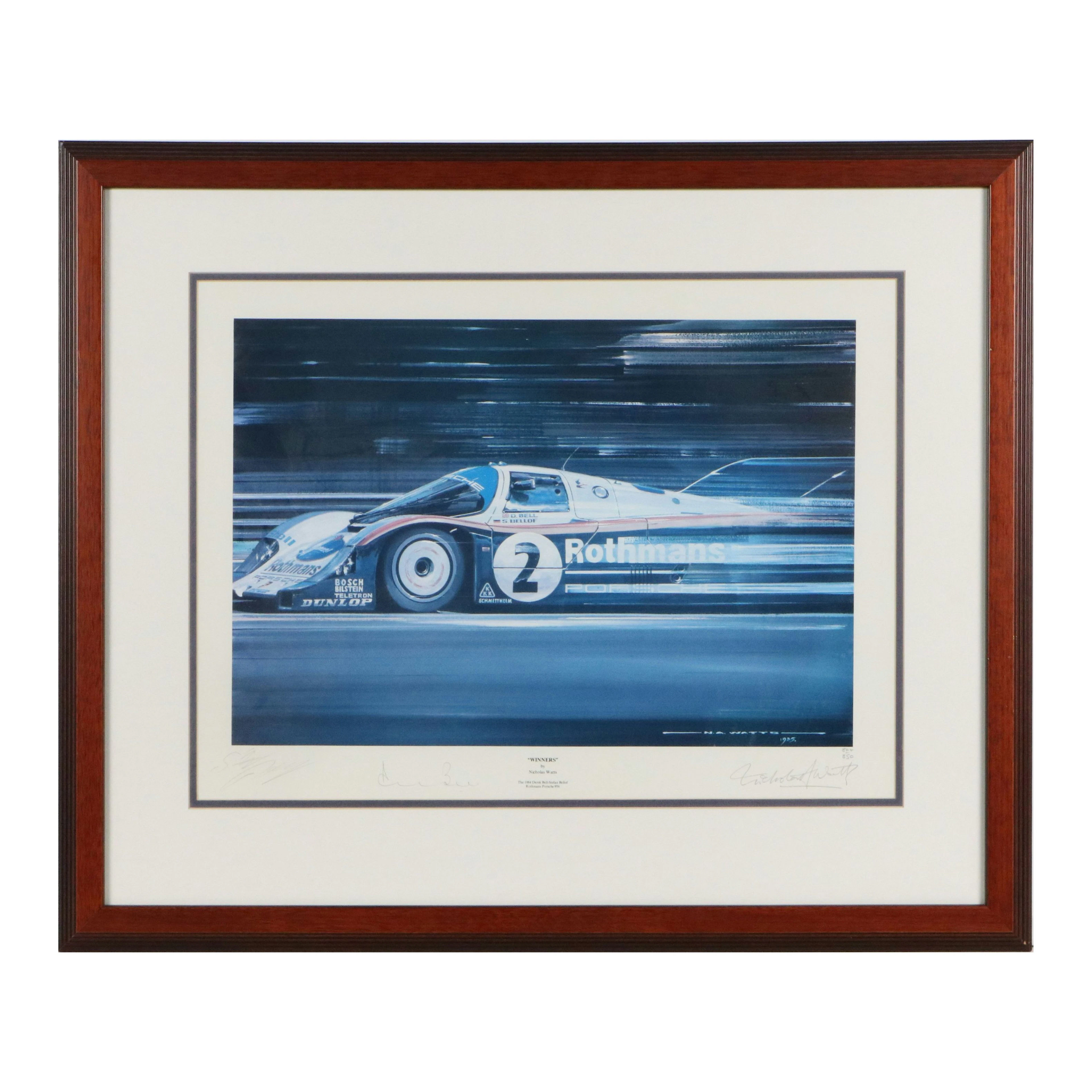 Nicholas Watts Offset Lithograph "Winners" #2 Rothmans Porsche 956, 1985