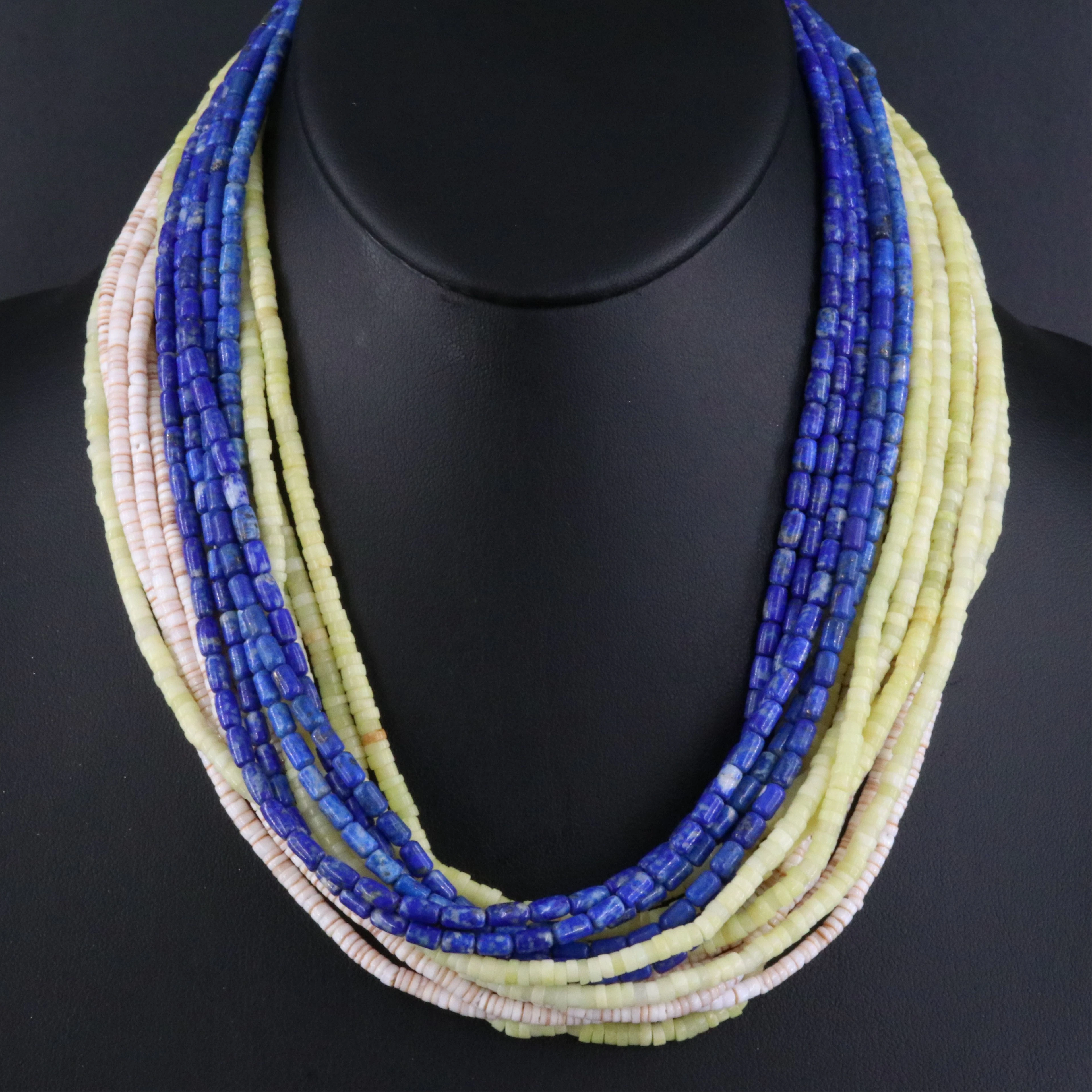 Lapis Lazuli, Prehnite and Heishi Beads Featured in Necklace Collection