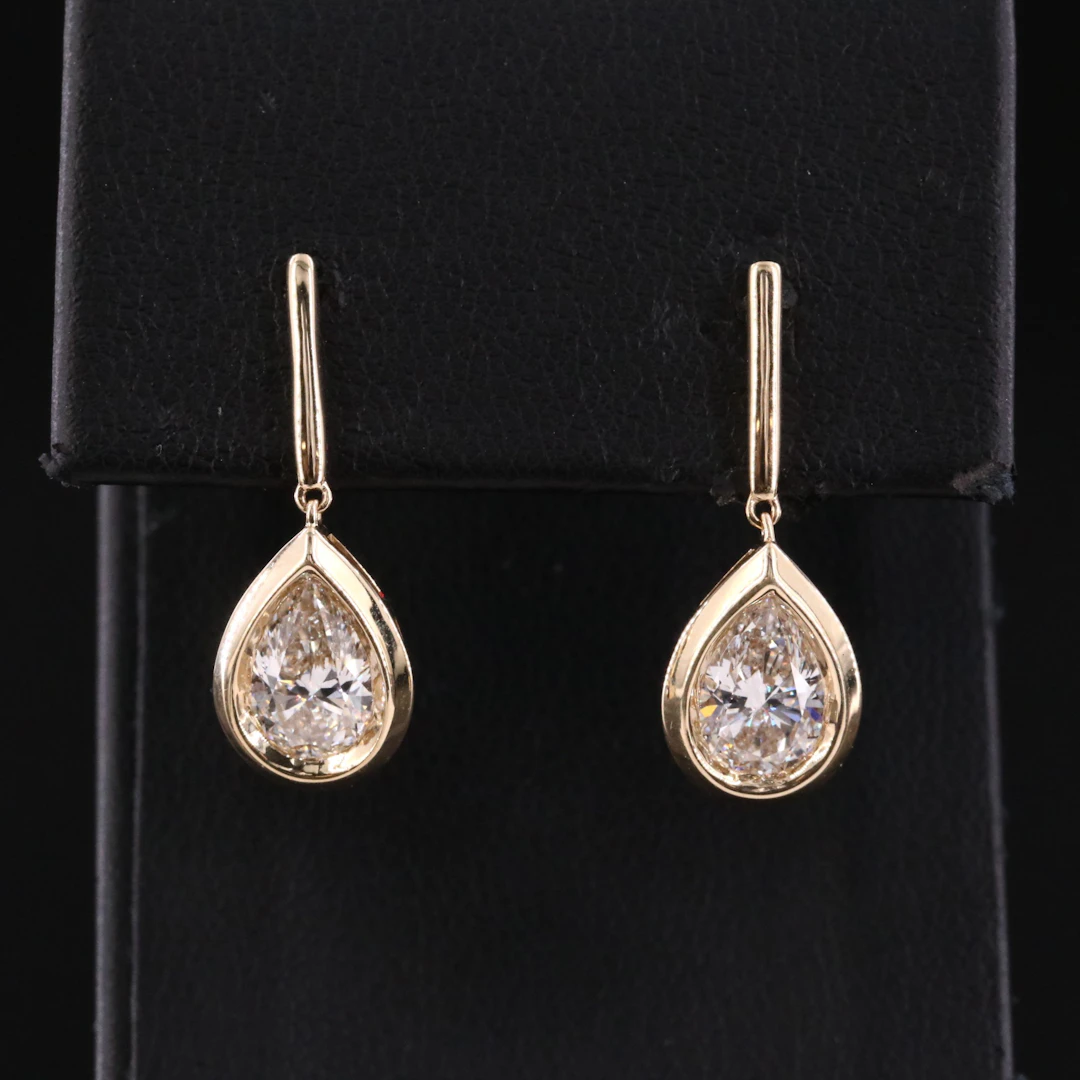 14K 2.00 CTW Lab Grown Diamond Drop Earrings with IGI Report
