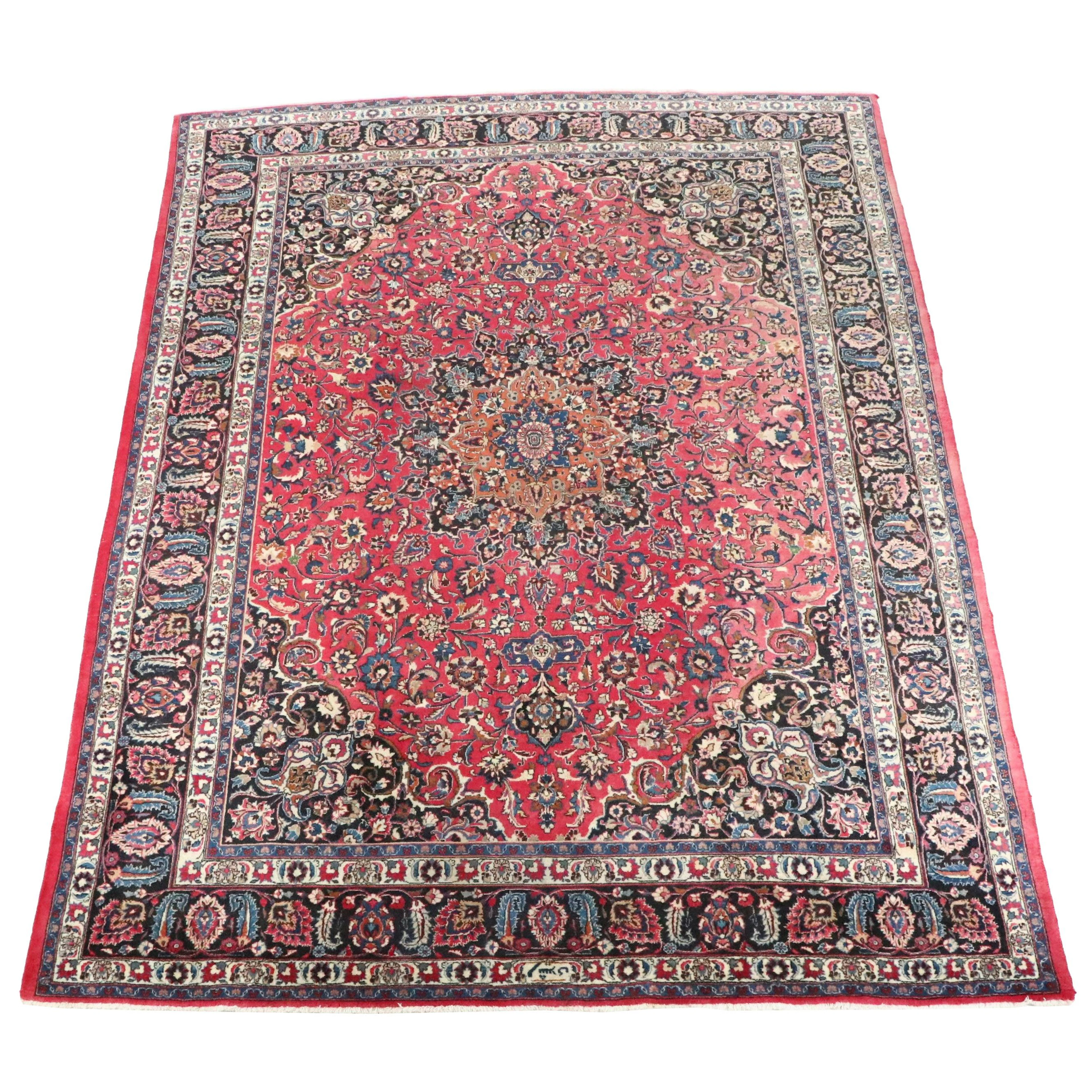 9'9 x 13' Hand-Knotted Persian Mashhad Style Room-Sized Rug