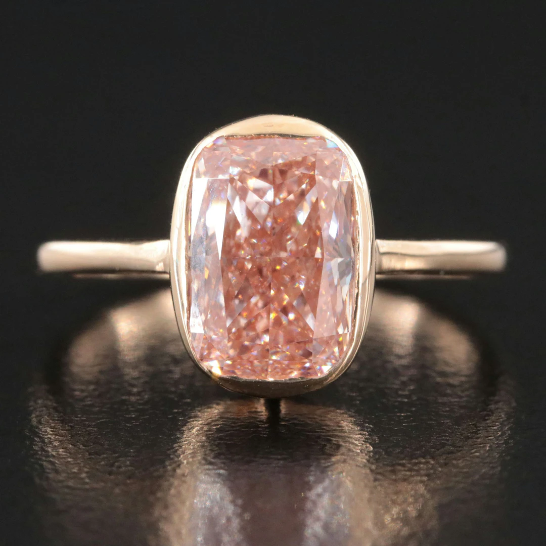 14K 2.66 CT Lab Grown Fancy Pink Diamond Solitaire Ring with IGI Report