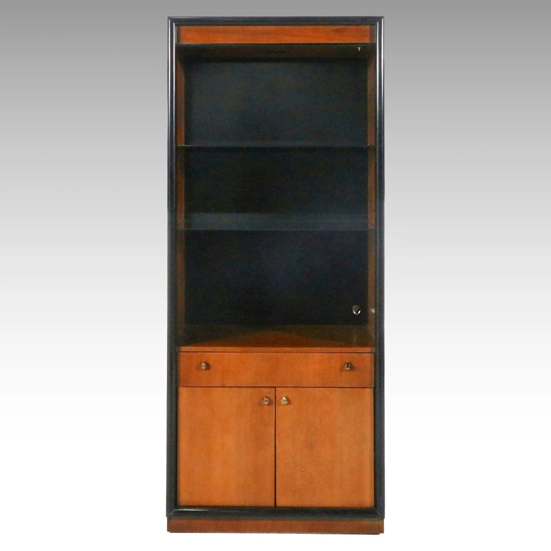 Bernhardt Modern Style Black Laminate and Cherry Display Cabinet, Late 20th C.