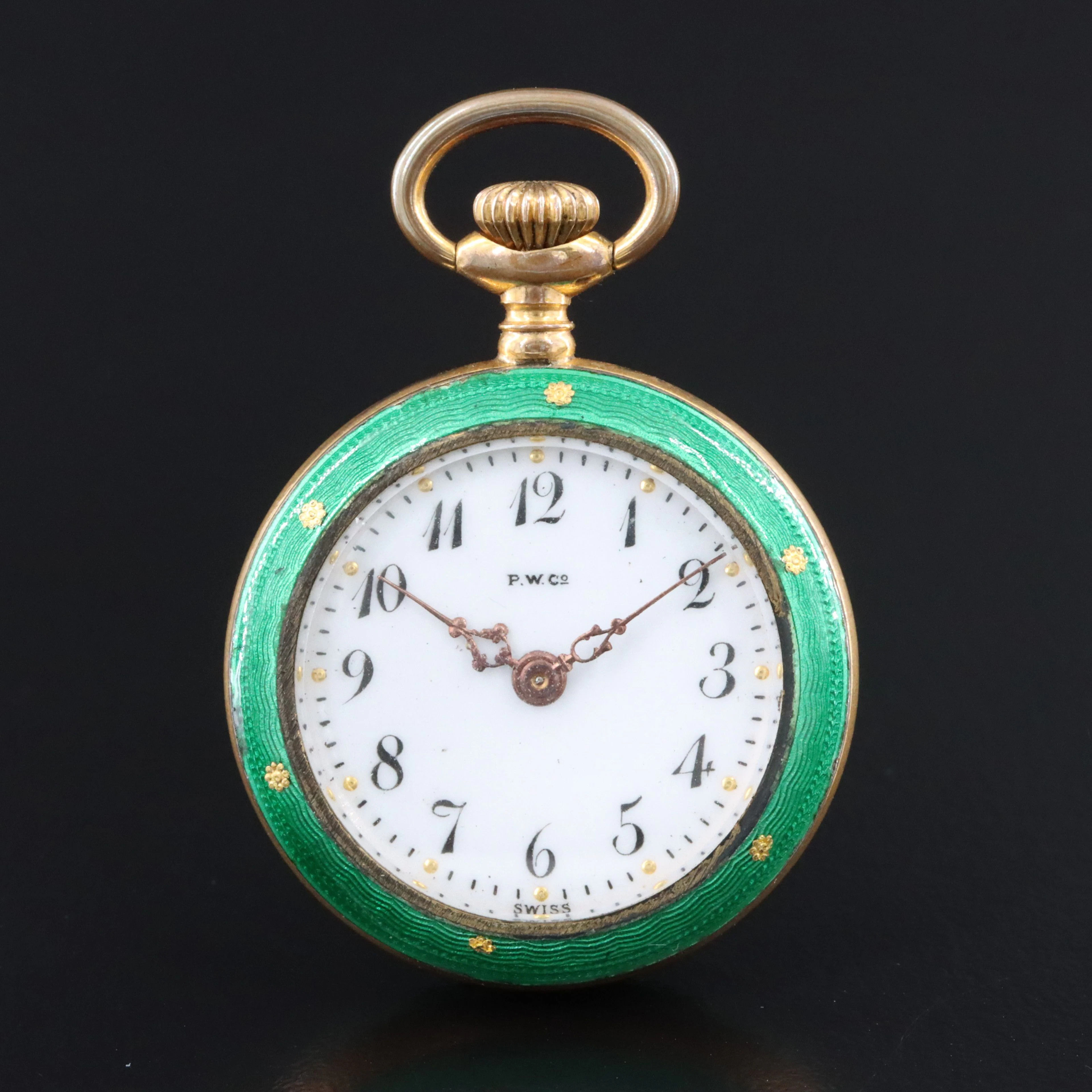 P.W. Co. Victorian Style Swiss Enamel Pendant Watch