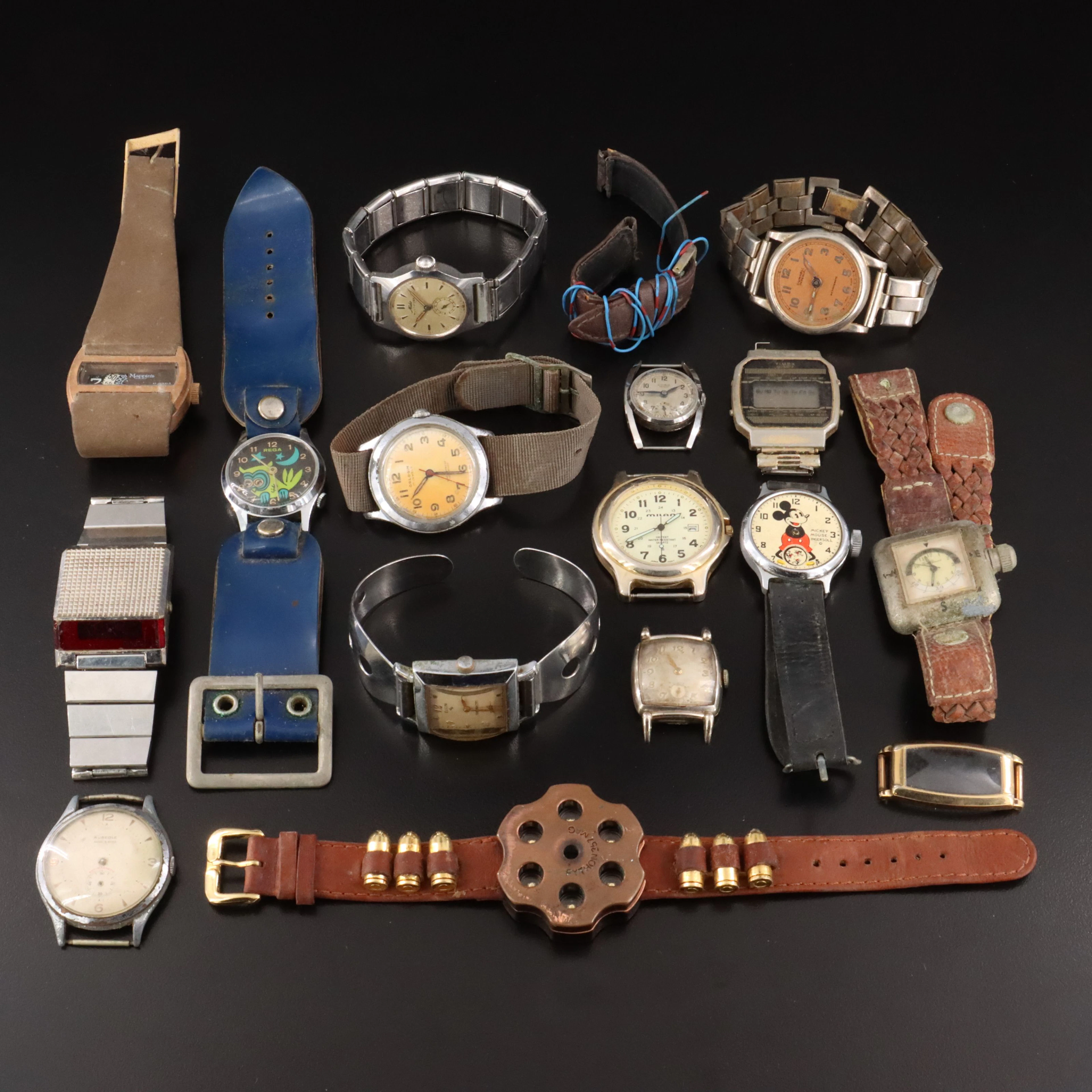 Collection of Vintage Watches Featuring Bulova and Dunham