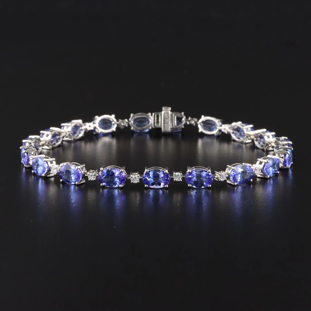 Platinum Tanzanite and Diamond Bracelet